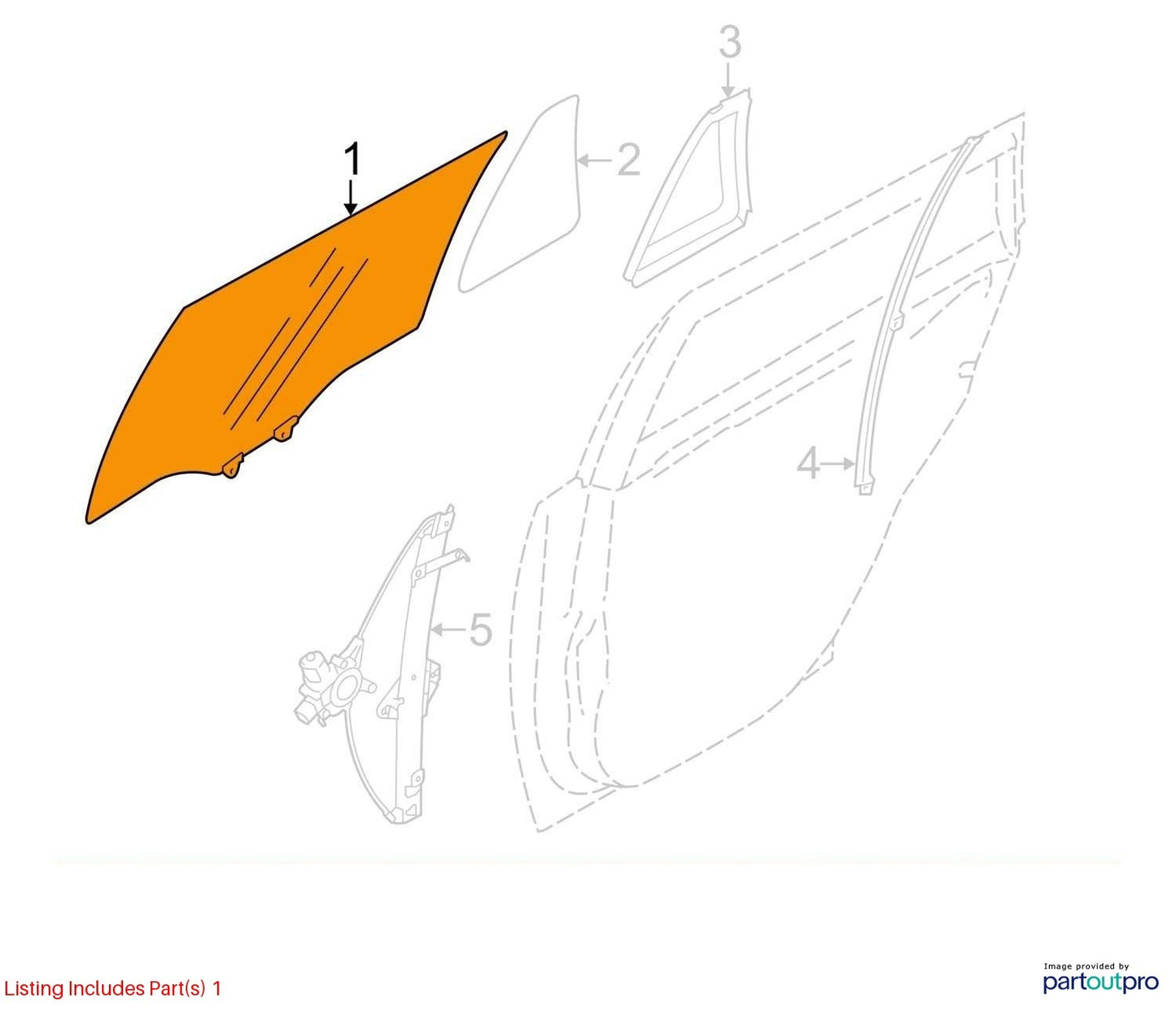 2015-2019 Subaru Outback Rear Right Side Door Window Glass OEM