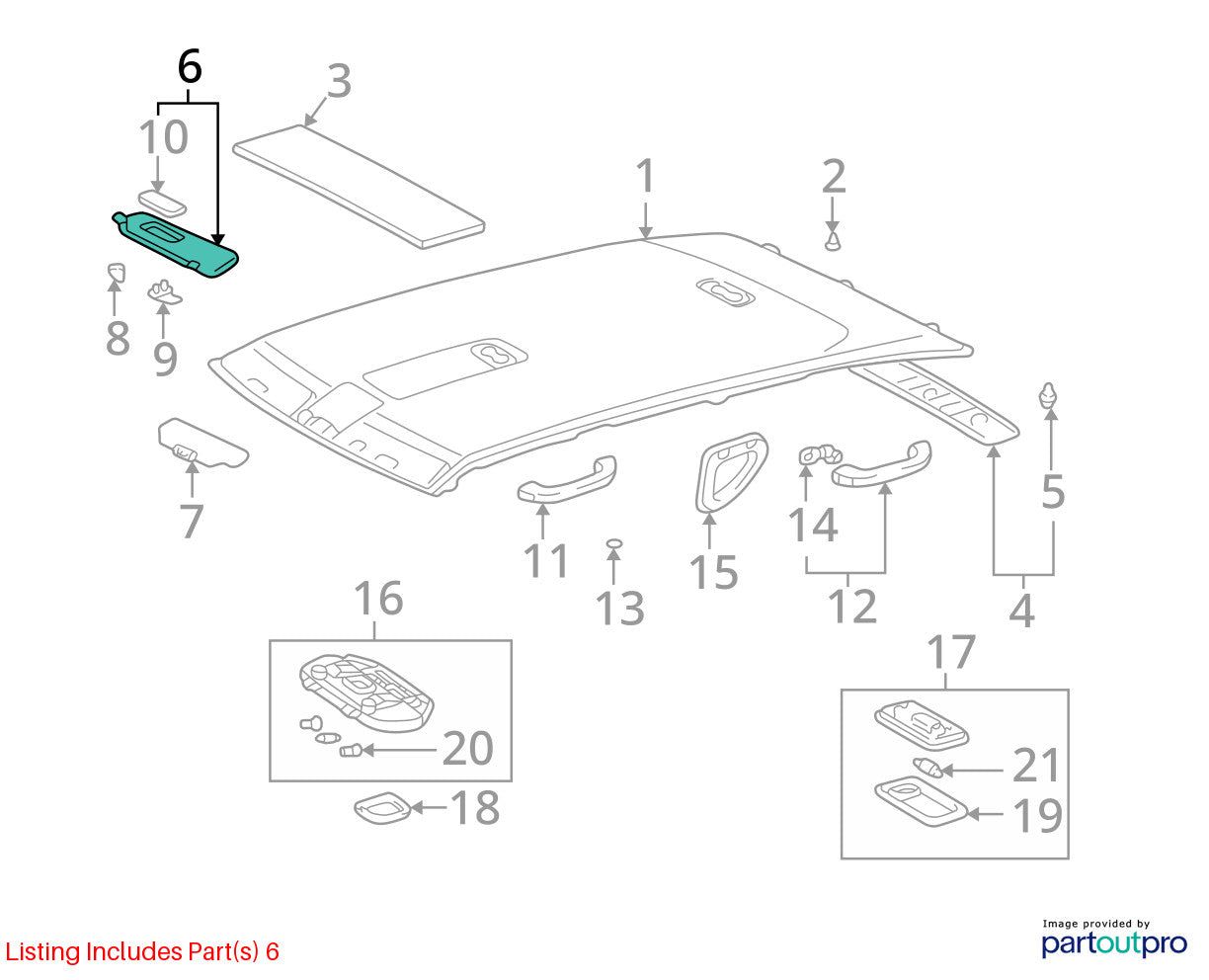 1999-2002 Lexus LX470 Left Front Sun Visor Beige OEM
