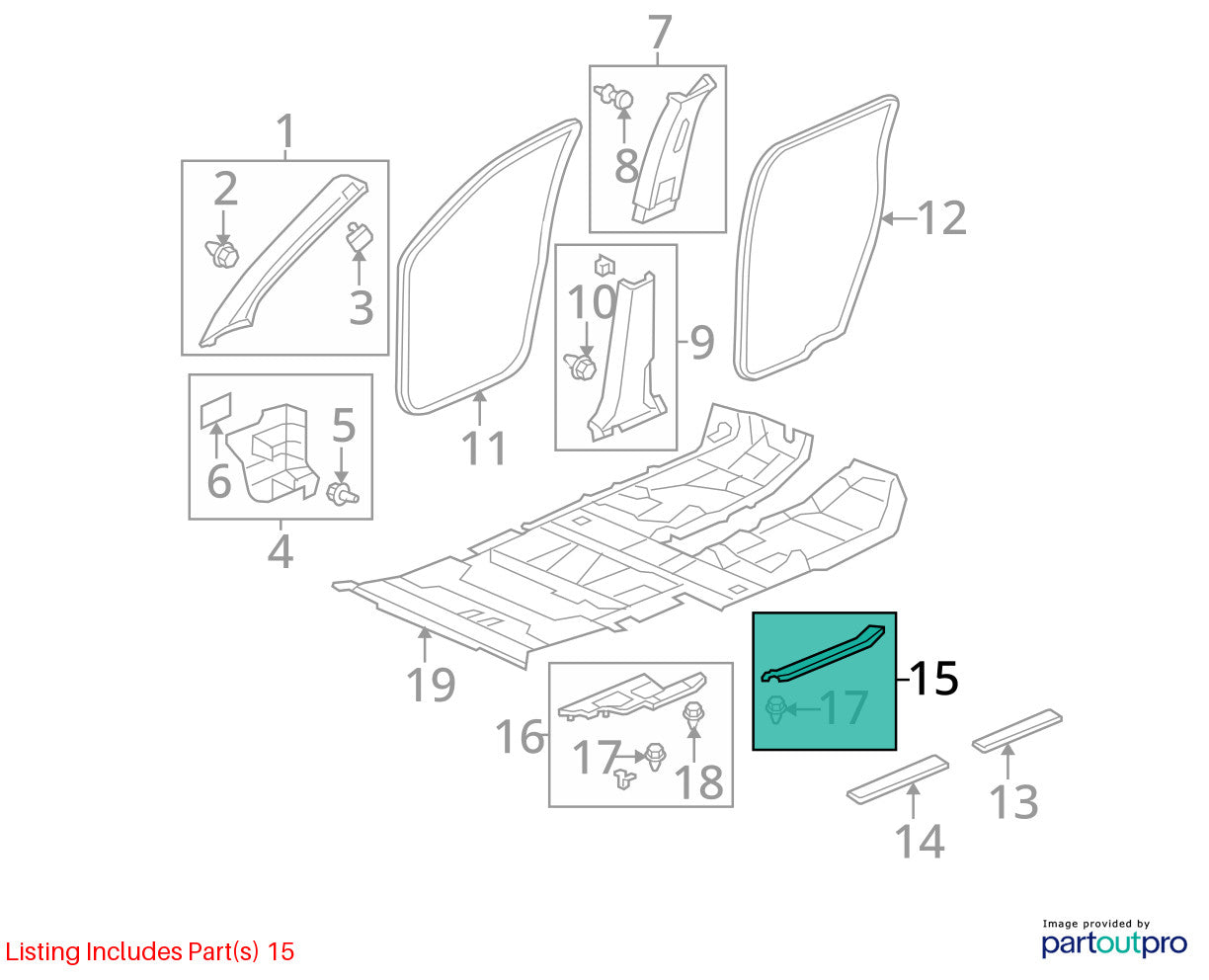 2009-2015 Honda Pilot Right Front Scuff Plate Garnish Trim OEM