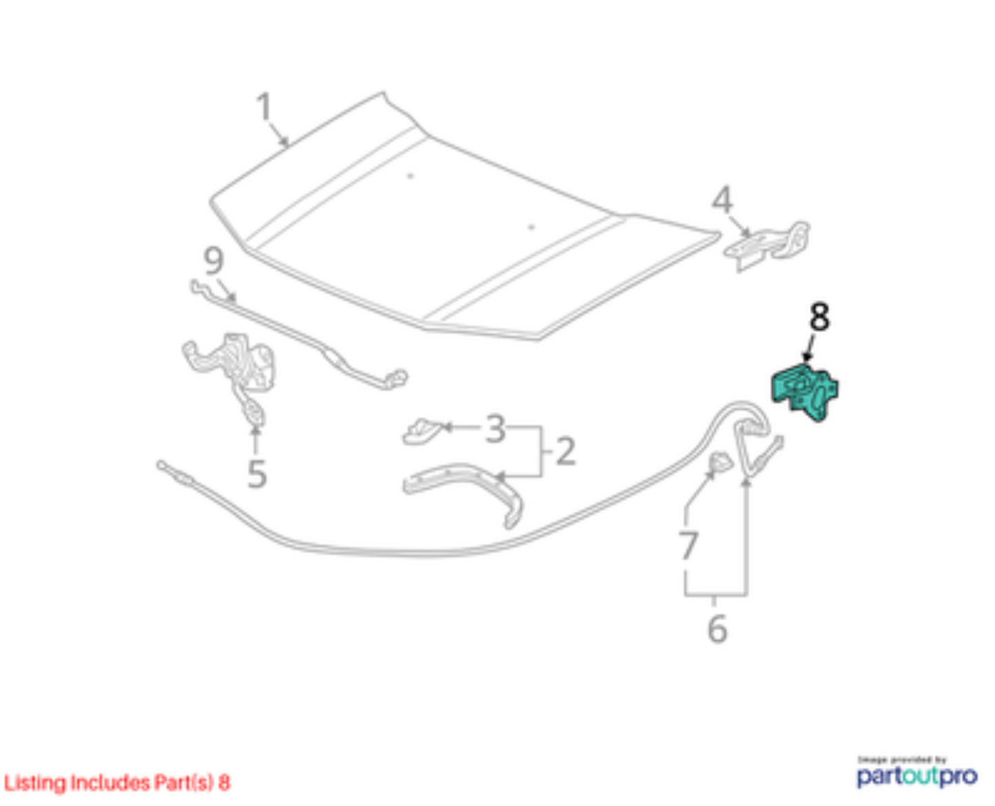 2009-2015 Honda Pilot Hood Latch Release Lever Open Pull Black OEM