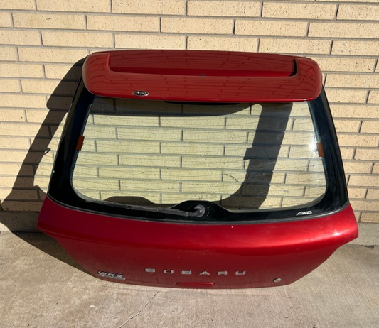 2005 Subaru Impreza WRX Wagon Hatch Trunk Liftgate Glass Spoiler Red Assembly