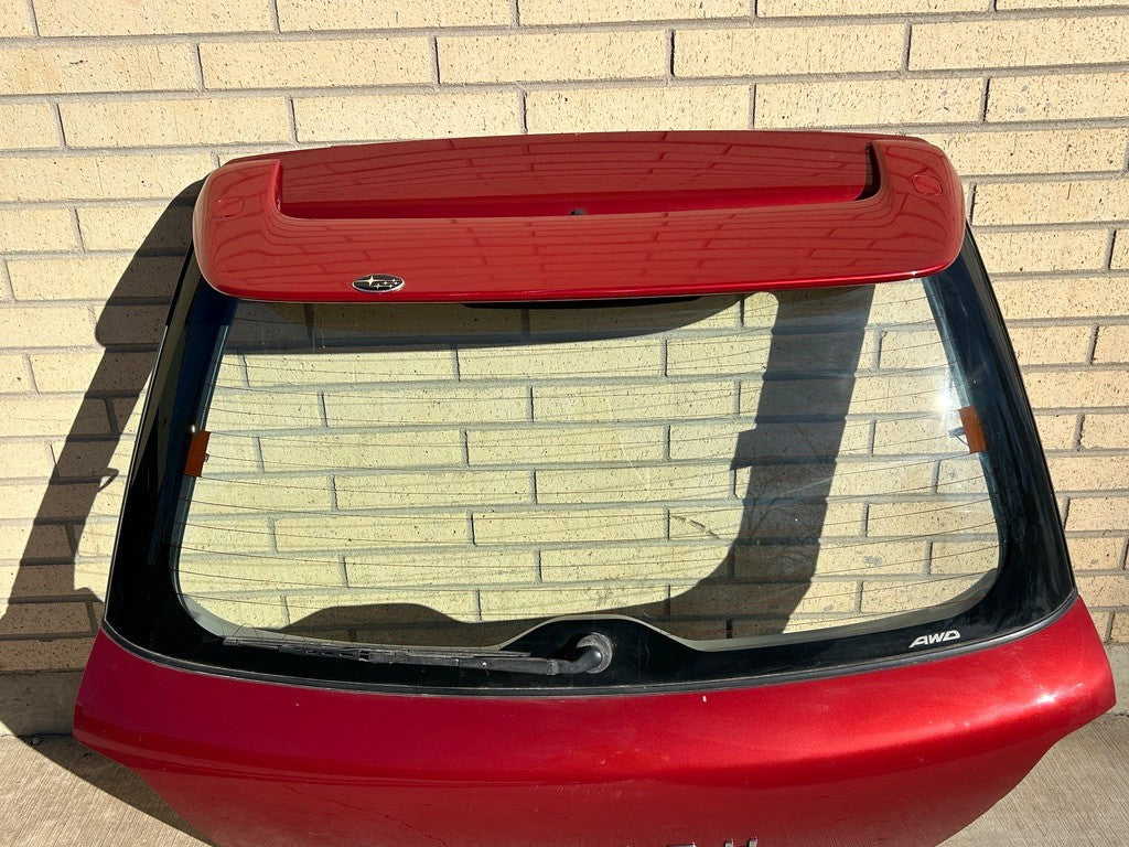 2005 Subaru Impreza WRX Wagon Hatch Trunk Liftgate Glass Spoiler Red Assembly