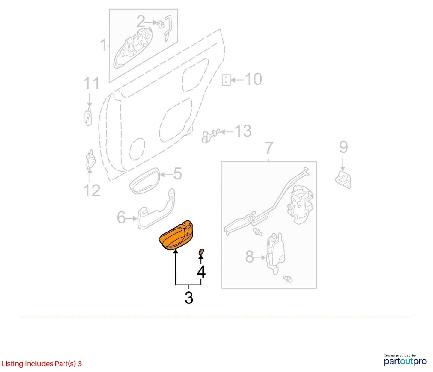 2000-2004 Subaru Legacy Outback Rear Right Interior Door Handle Brown OEM