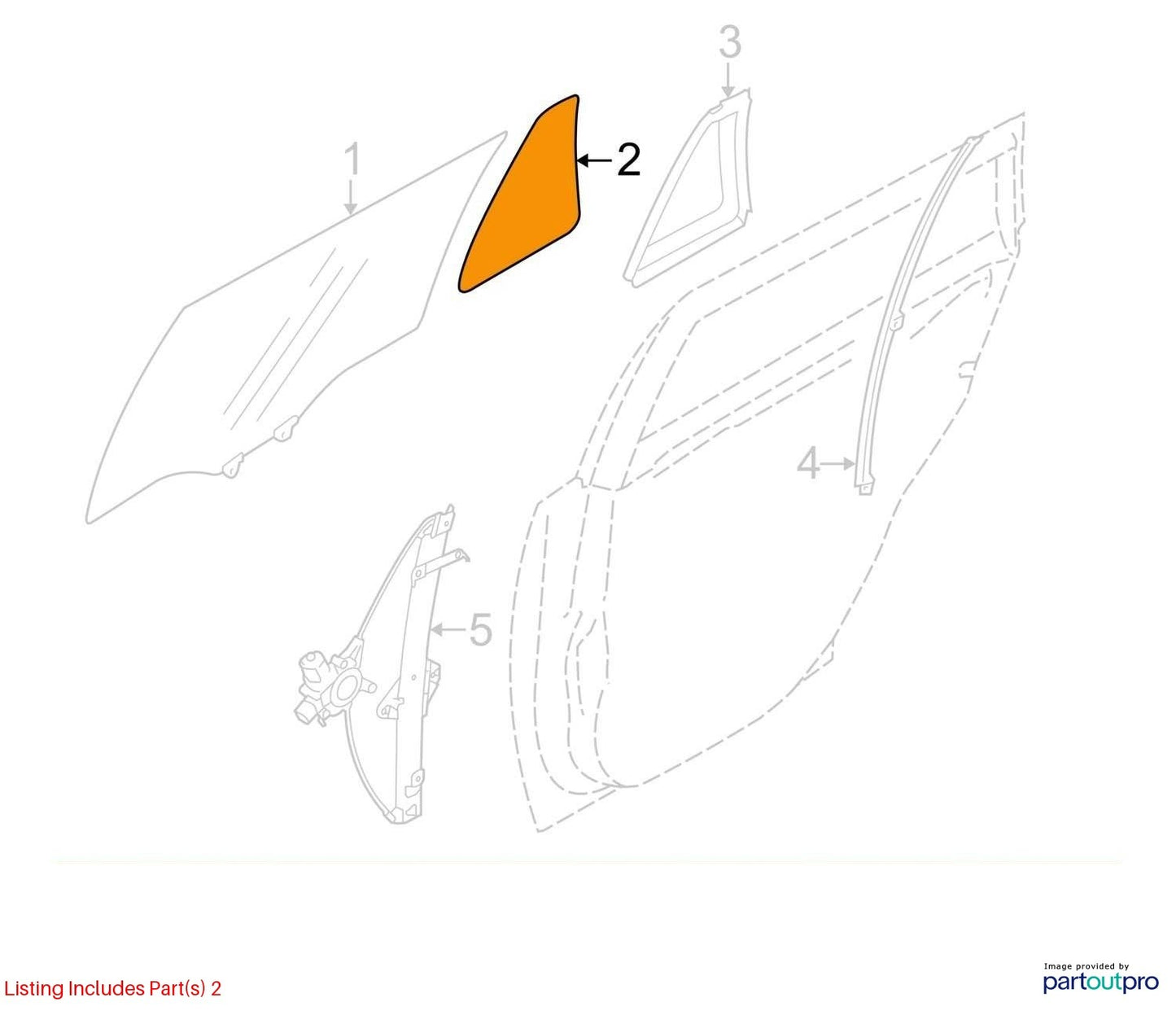 2015-2019 Subaru Outback Rear Right Door Quarter Partition Window Glass Tinted