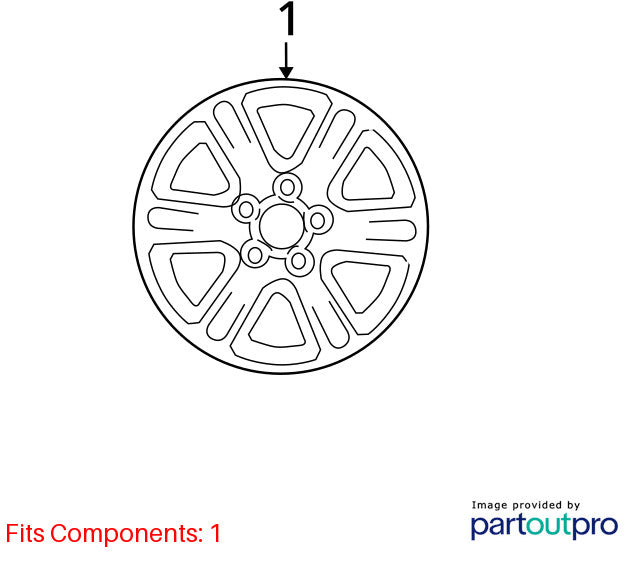 2008-2010 Toyota Highlander 17X7-1/2 Alloy Wheel 6 Spokes 426110E140 OEM