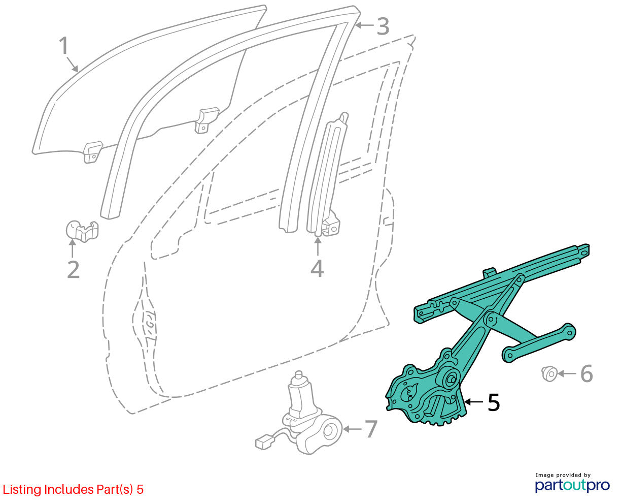 1998-2007 Lexus LX470 Right Front Window Regulator and Motor OEM