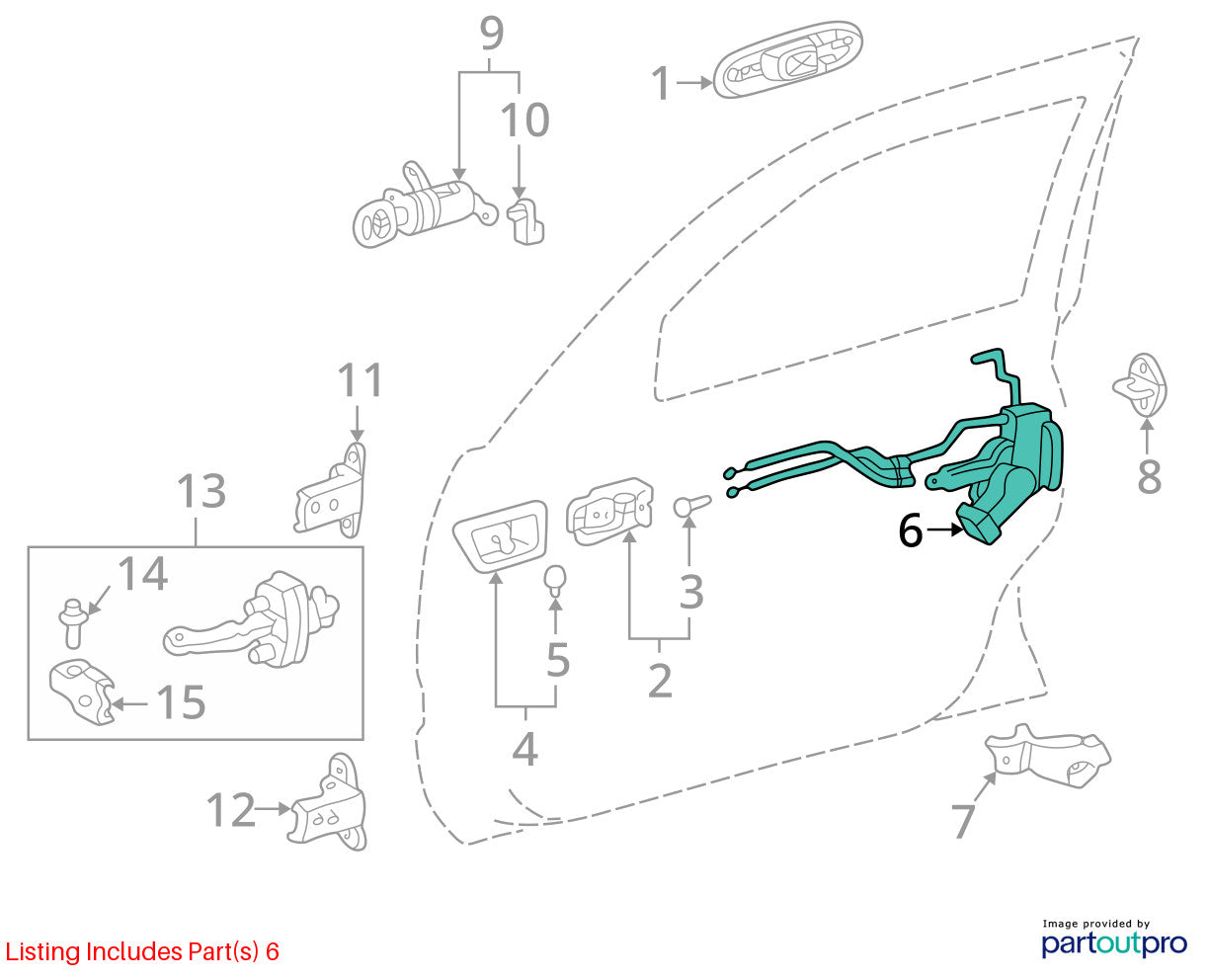 1998-2002 Lexus LX470 Right Front Door Latch Assembly OEM