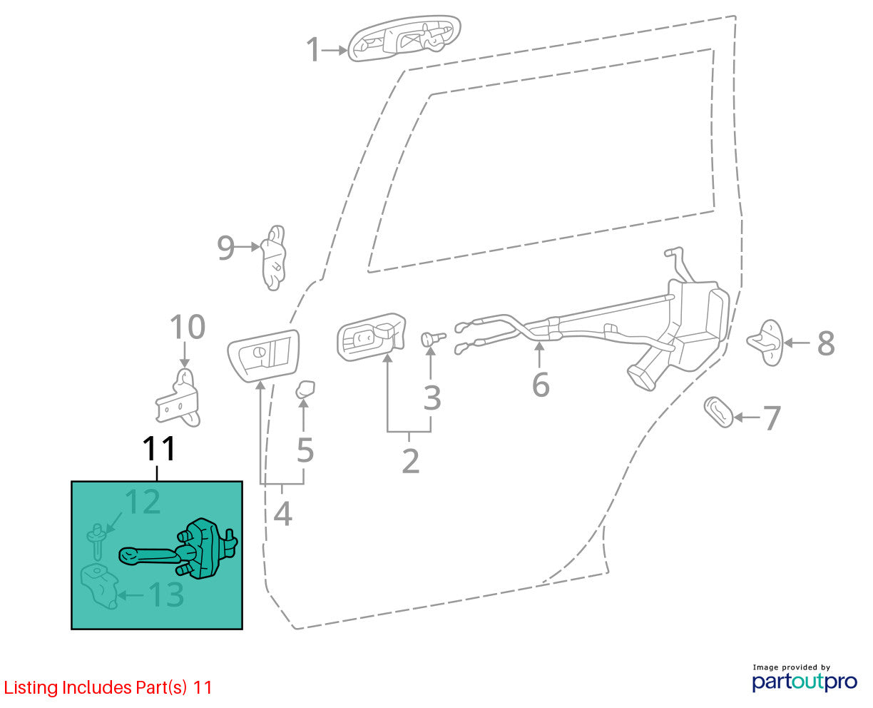 1998-2002 Lexus LX470 Right Rear Door Check OEM