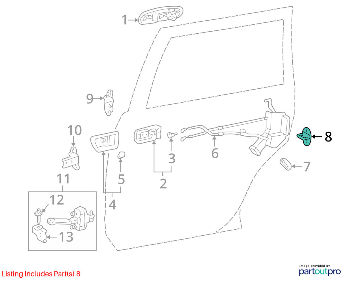 98-03 Lexus LX470 Front Rear Right Left Door Latch Striker Plate OEM 6941020110