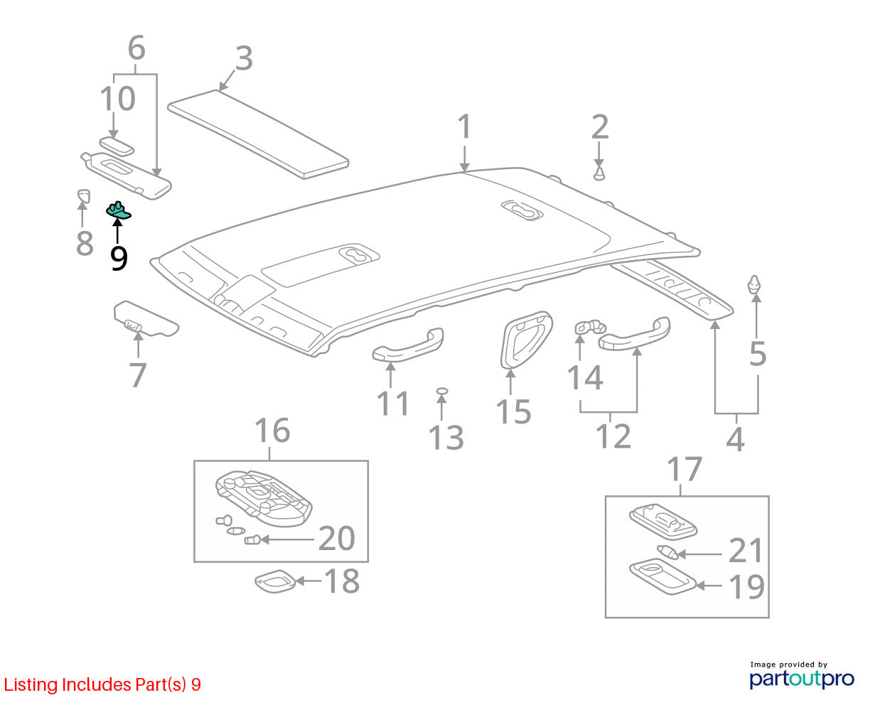 1998-2002 Lexus LX470 Sun Visor Holder Clip Beige OEM