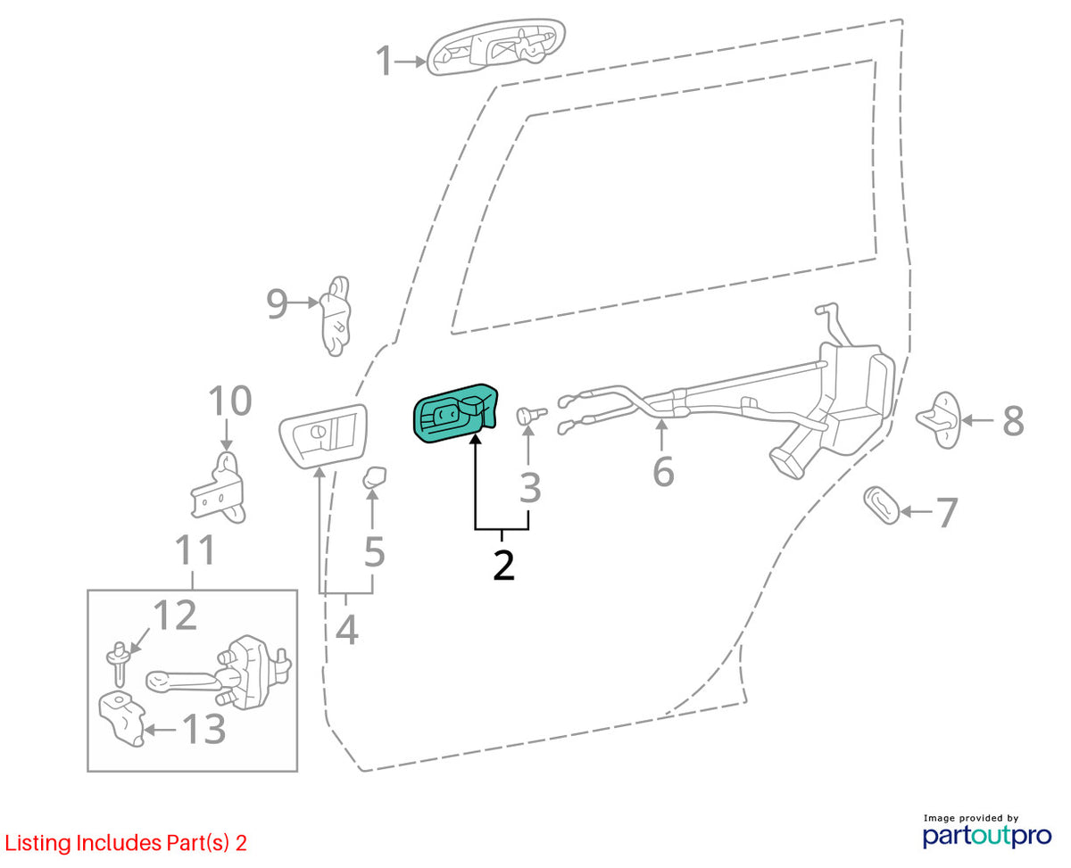 1998-2002 Lexus LX470 Right Front Interior Door Handle Beige OEM 6920647010B1