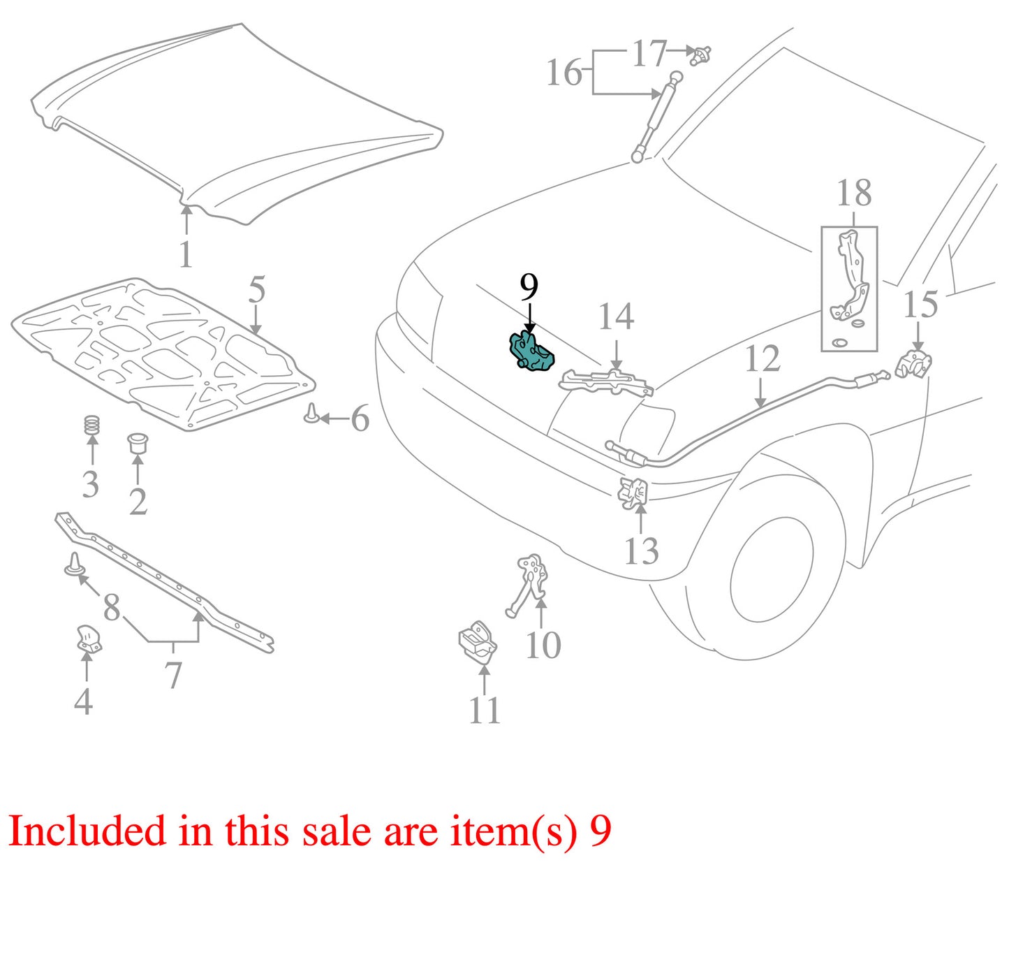 1998-2007 Lexus LX470 Hood Lock Latch OEM