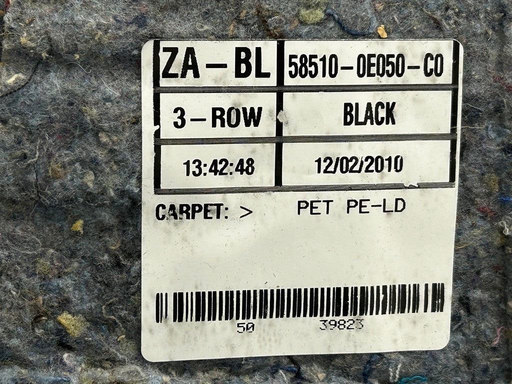 2010-2013 Toyota Highlander Main Cabin Floor Carpet Black 58510-0E050-CO OEM