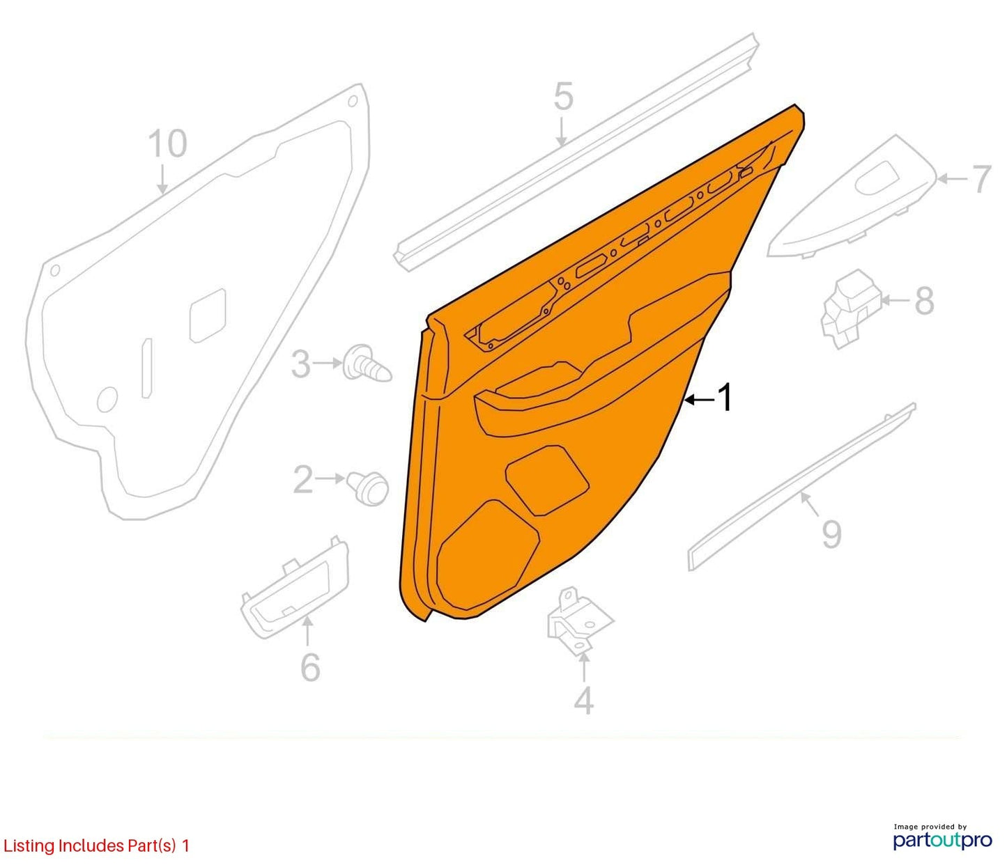 2015-2019 Subaru Outback REAR LEFT DRIVER Door Interior Trim Panel Card Leather