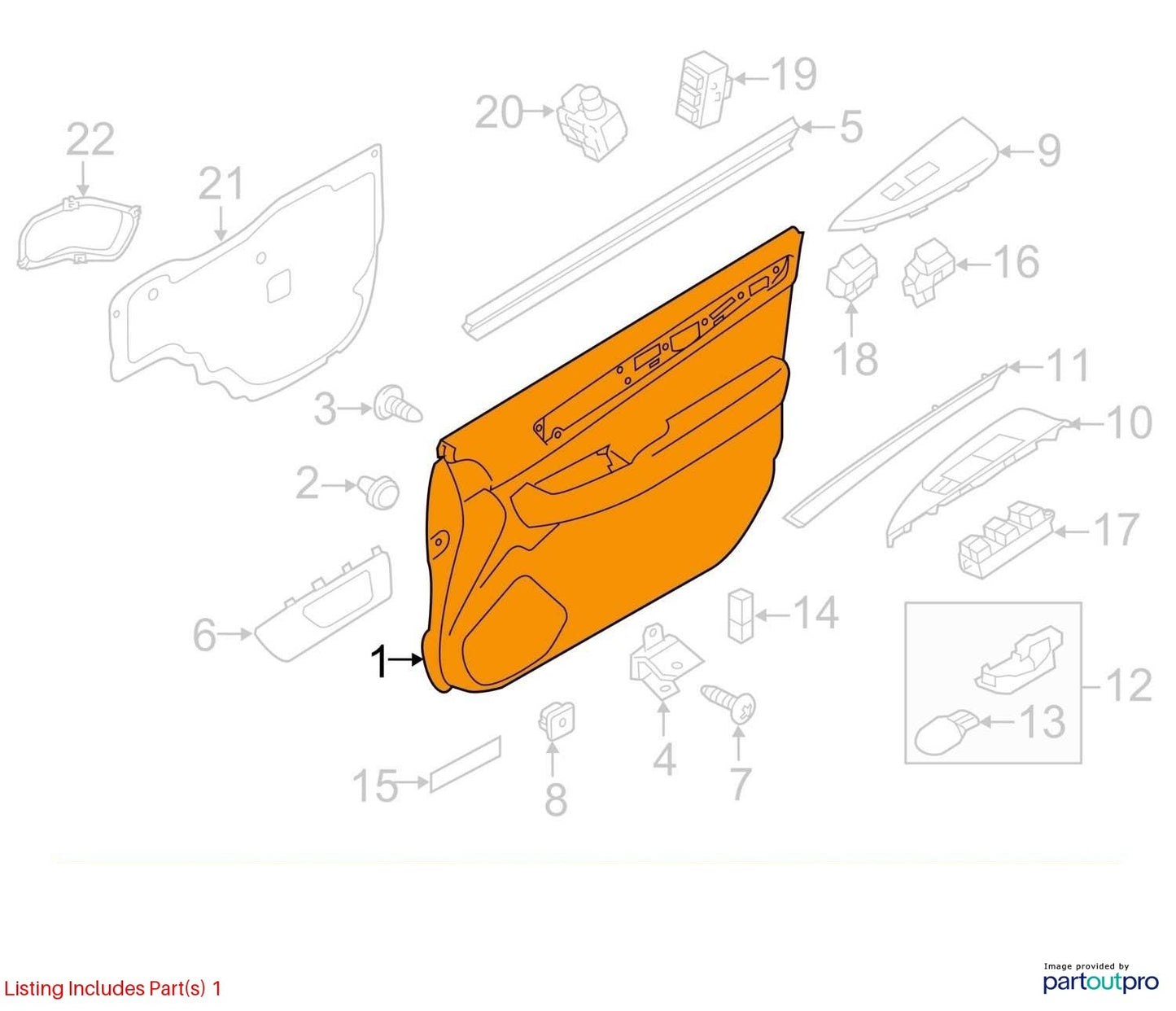 2015-2019 Subaru Outback FRONT LEFT Door Interior Trim Panel Card Leather