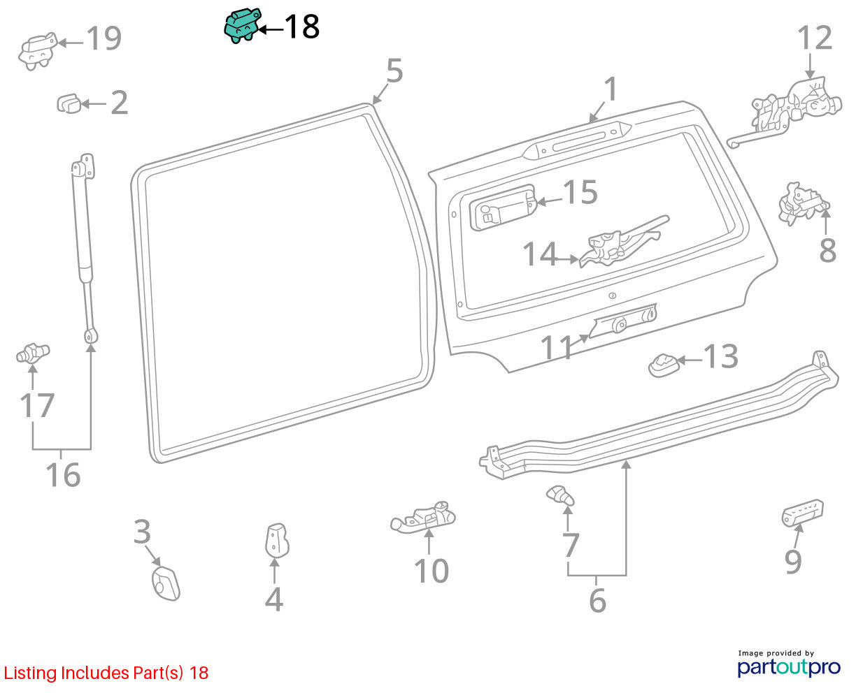 1998-2007 Lexus LX470 Rear Upper Liftgate Hinge Set OEM