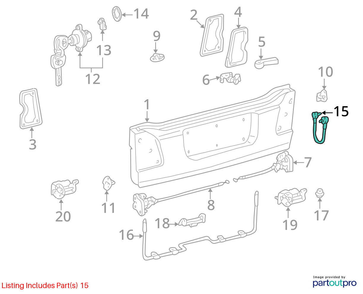 1998-2007 Lexus LX470 Tailgate Support Cable OEM