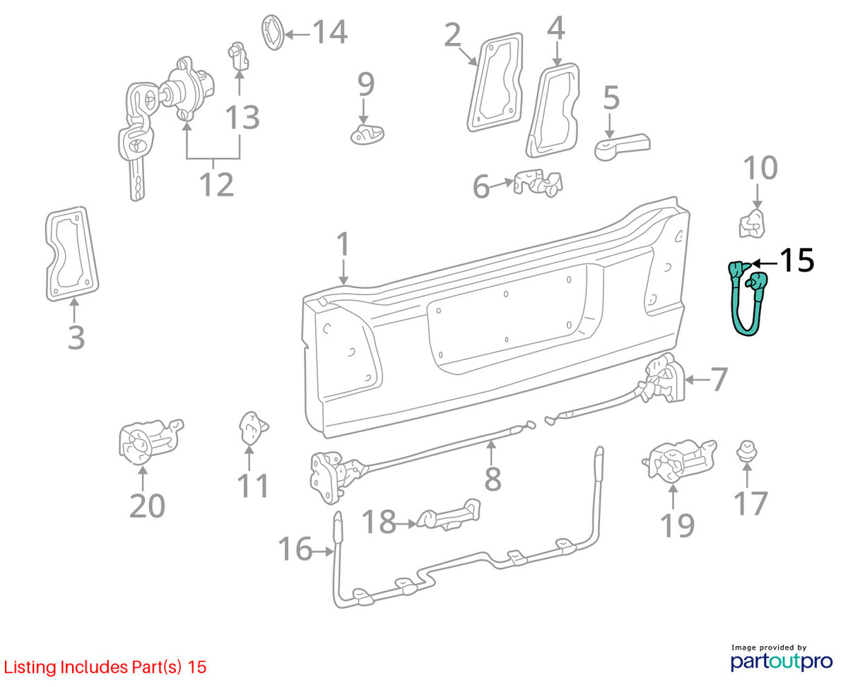 1998-2007 Lexus LX470 Tailgate Support Cable OEM 6570660021