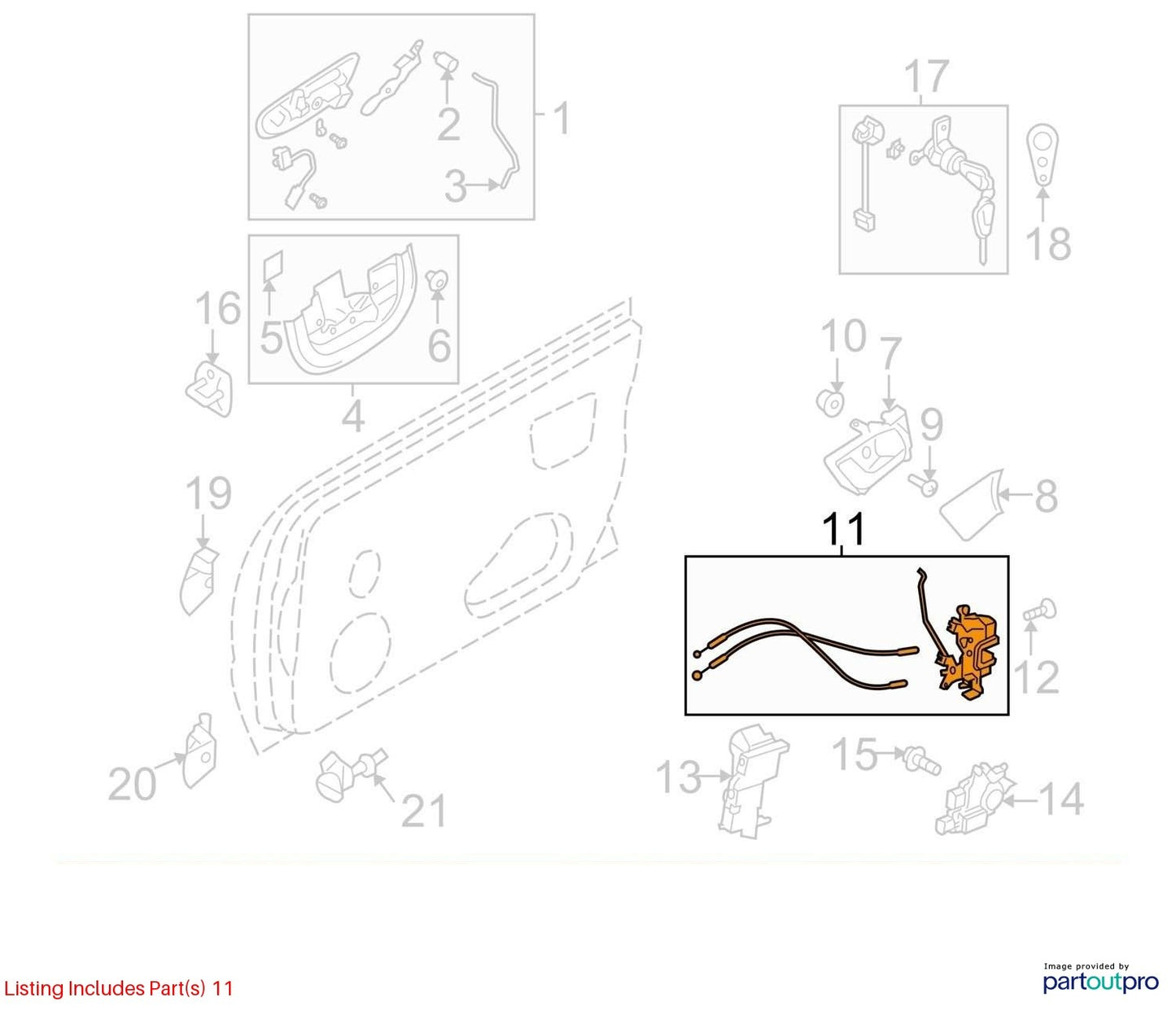 2005-2009 Subaru Outback Front Right Door Lock Latch Actuator