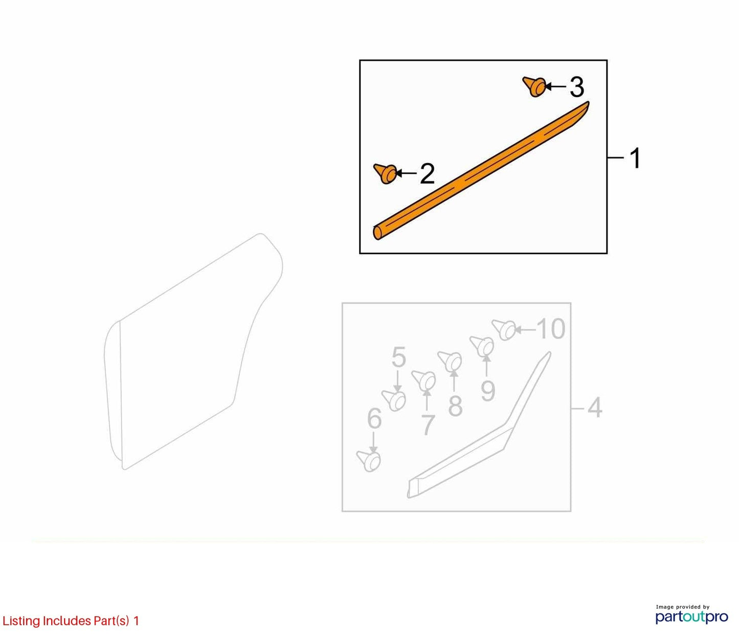 2005-2009 Subaru Outback Rear Left Door Molding Protector Bronze OEM