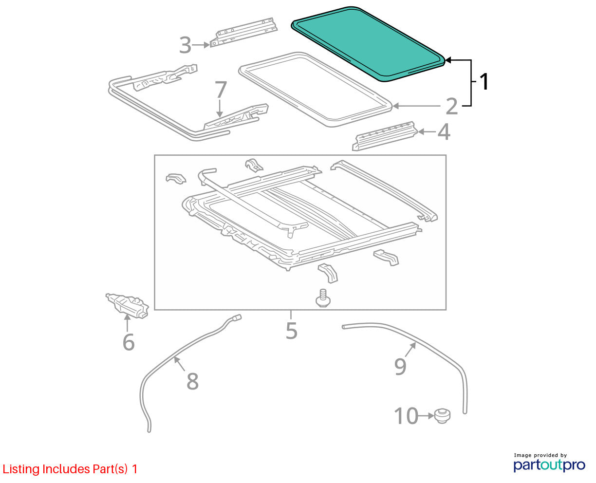 2007-2011 Toyota Camry Sunroof Glass Factory Used OEM 63201AA030