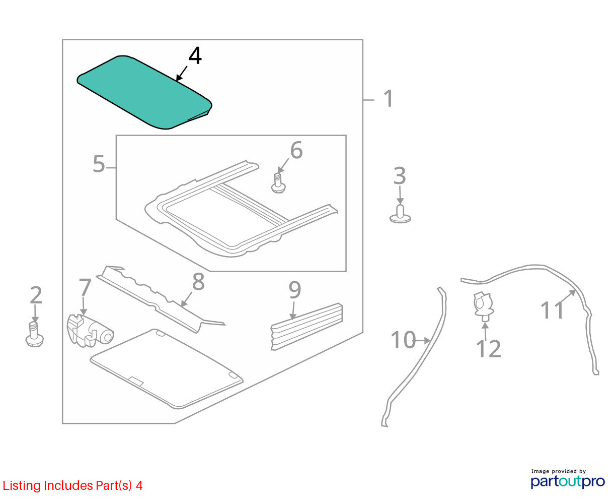 2006-2013 Land Rover Range Rover Sport L320 FRONT SUNROOF GLASS OEM LR044746