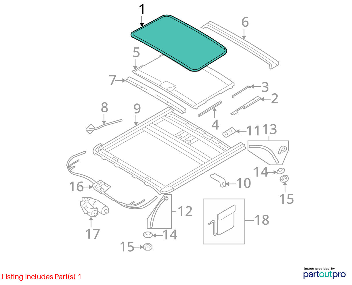 2005-2009 Hyundai Tucson Sunroof Roof Glass Window OEM 816102E000