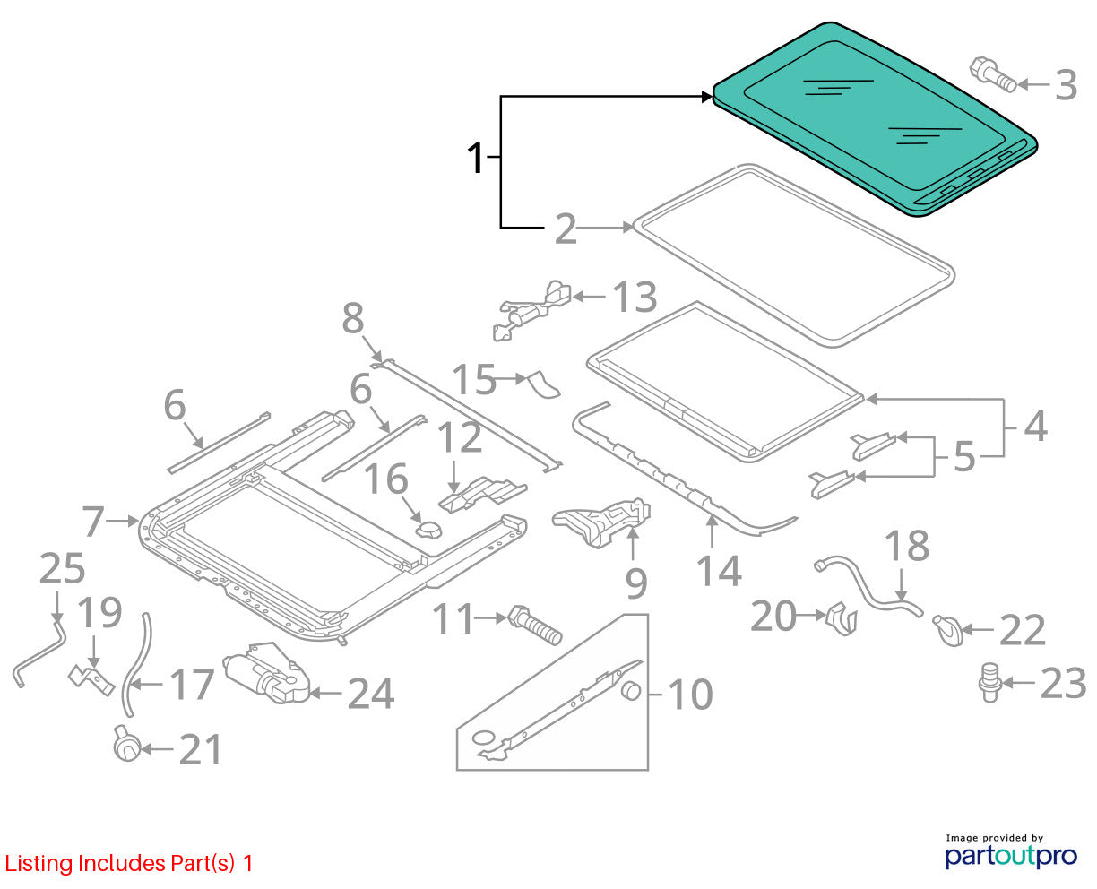 2011-2018 Volkswagen Jetta Roof Sunroof Window Glass 5C6877071A OEM