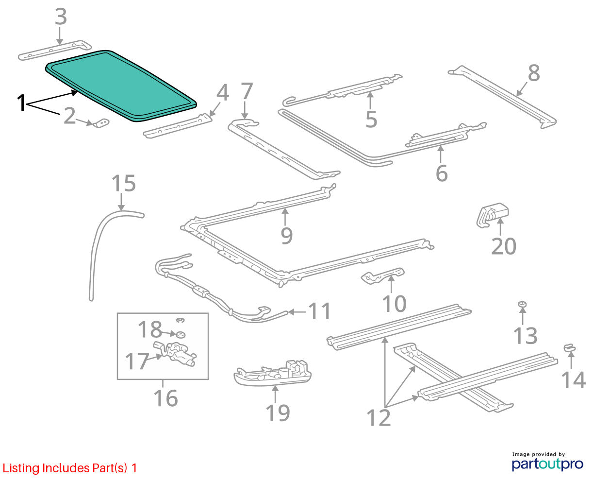 1996-2002 Toyota 4Runner Sunroof Glass Factory OEM 6320135040