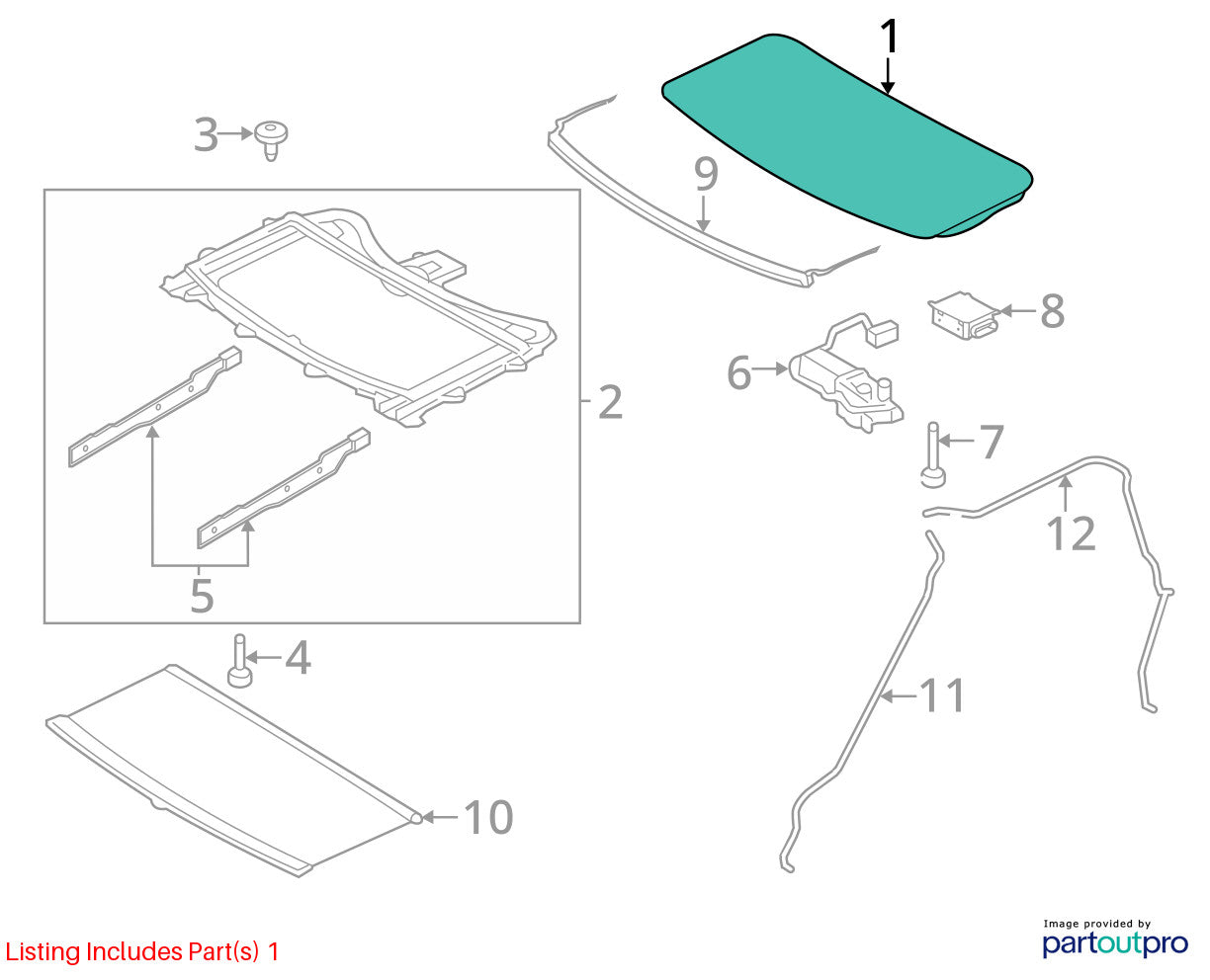 2010-2016 Land Rover LR4 Front Sunroof Sun Moon Roof Glass Panel LR044767 OEM