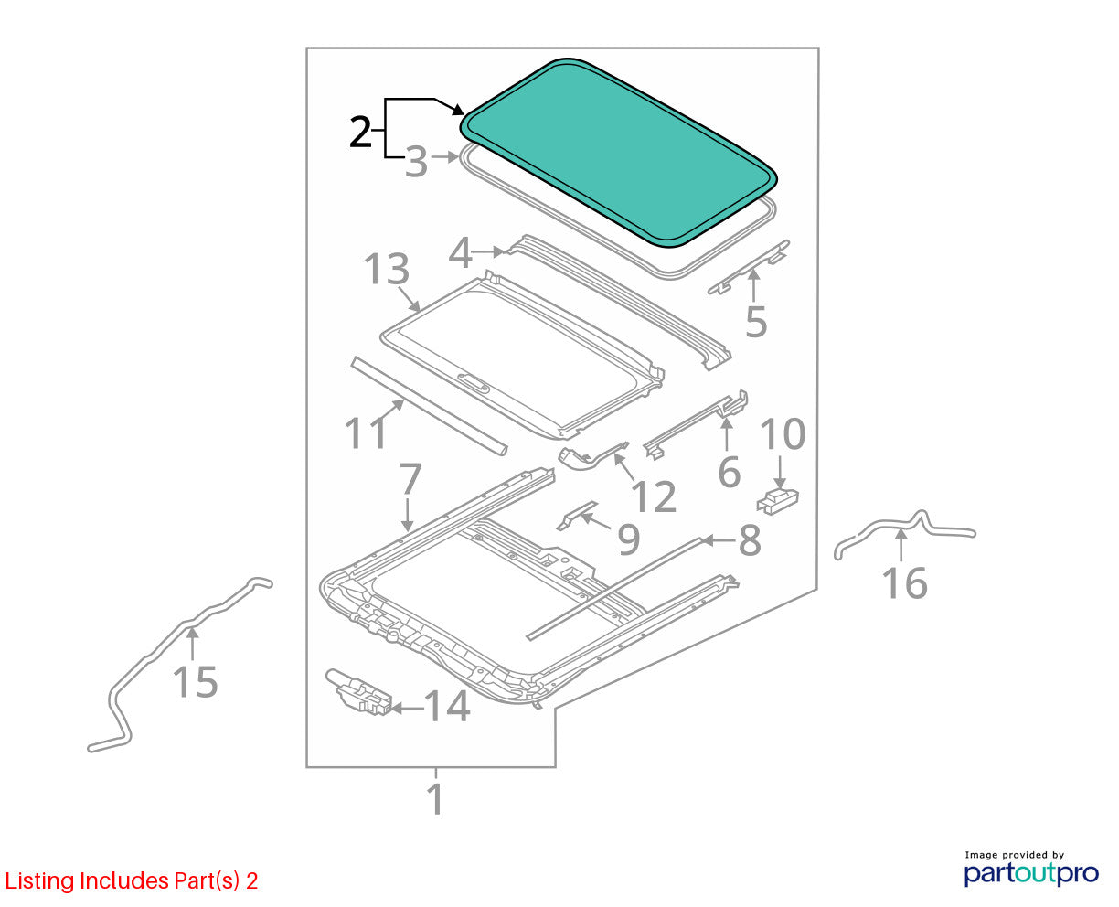 2014-2018 Kia Forte Sunroof Moonroof Window Glass OEM 81610-1R000