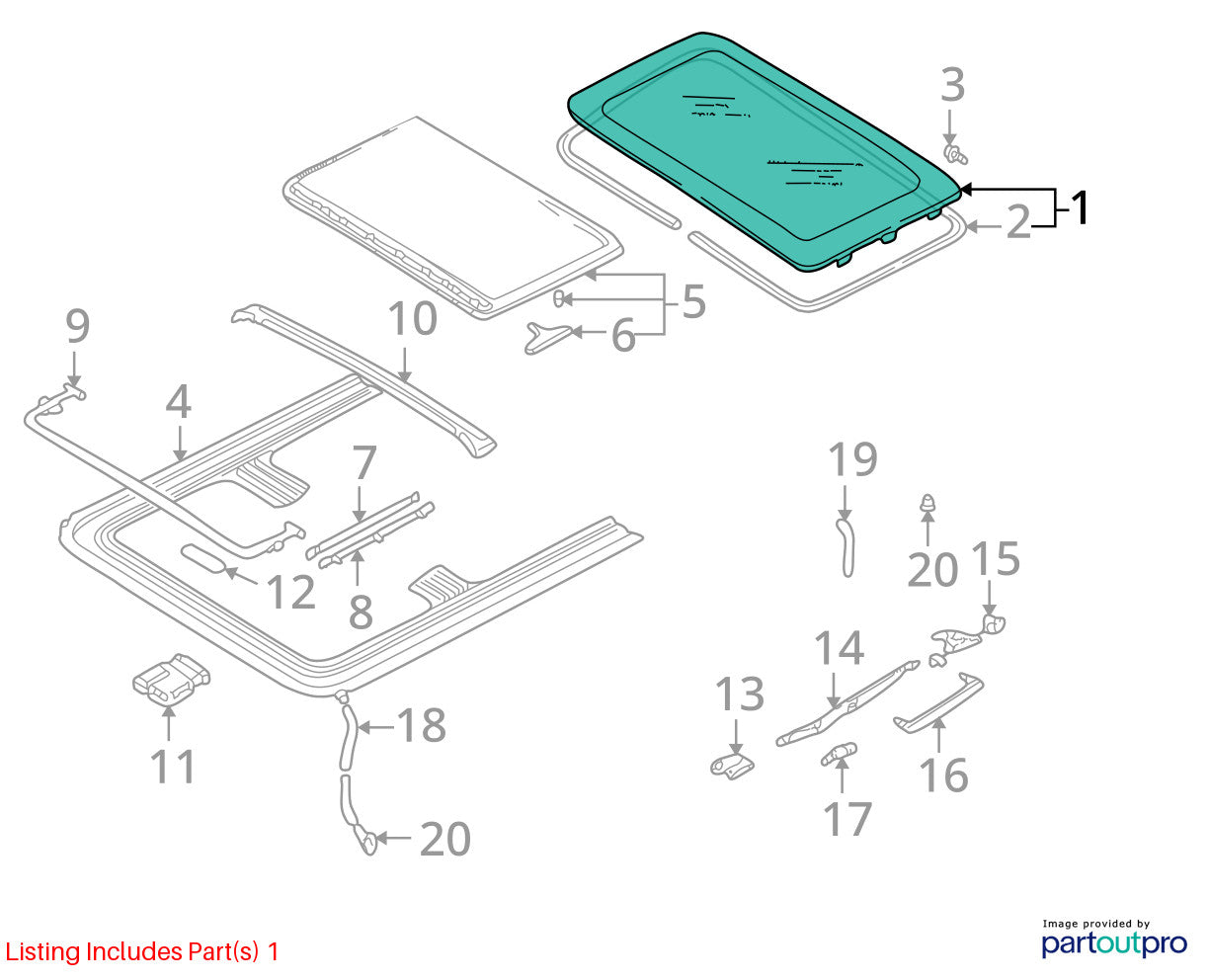 1999 -2006 Volkswagen Golf Sunroof Sun Moon Roof Glass OEM