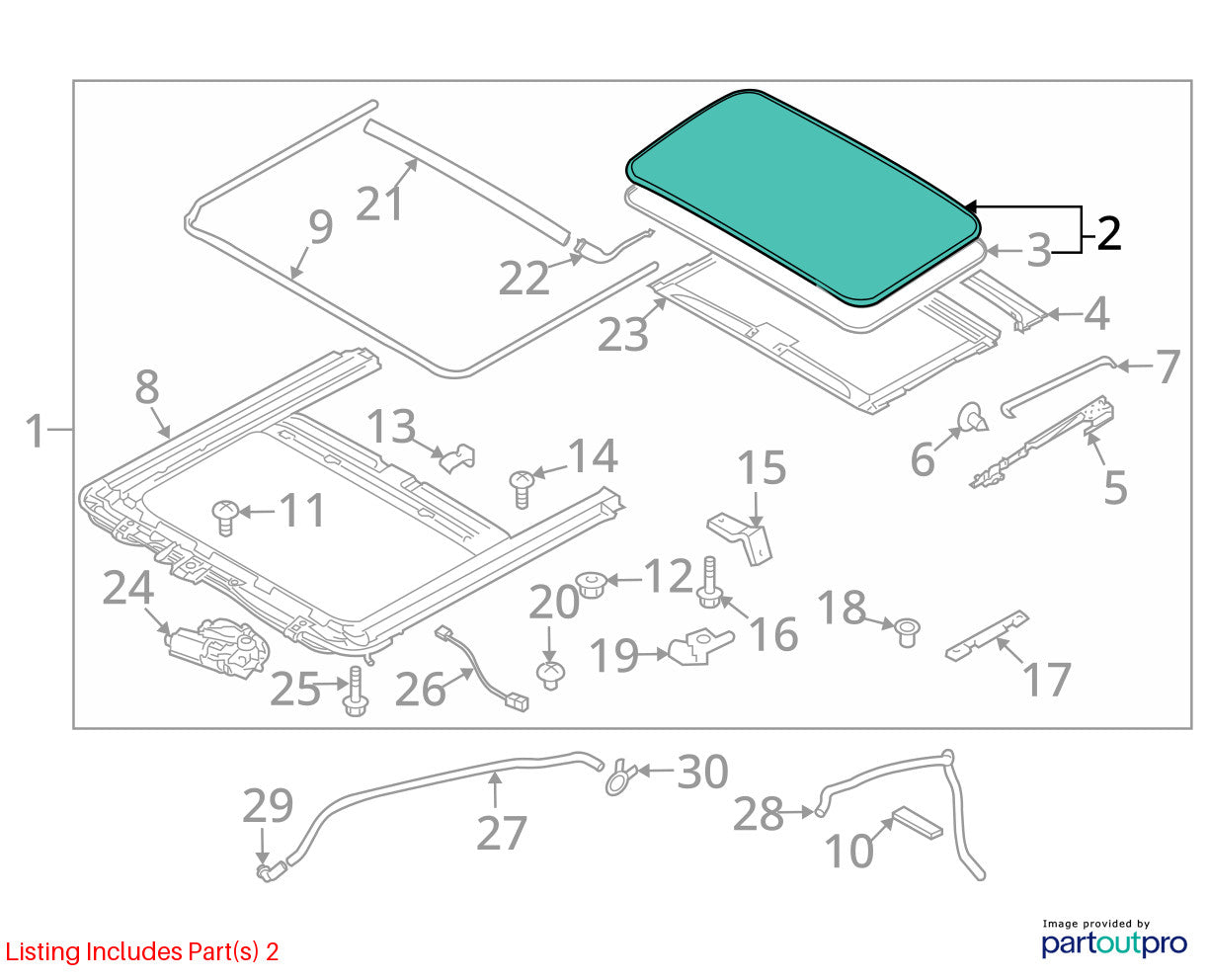 2010-2013 Kia Forte Sunroof Moonroof Window Glass OEM 81610-1M000