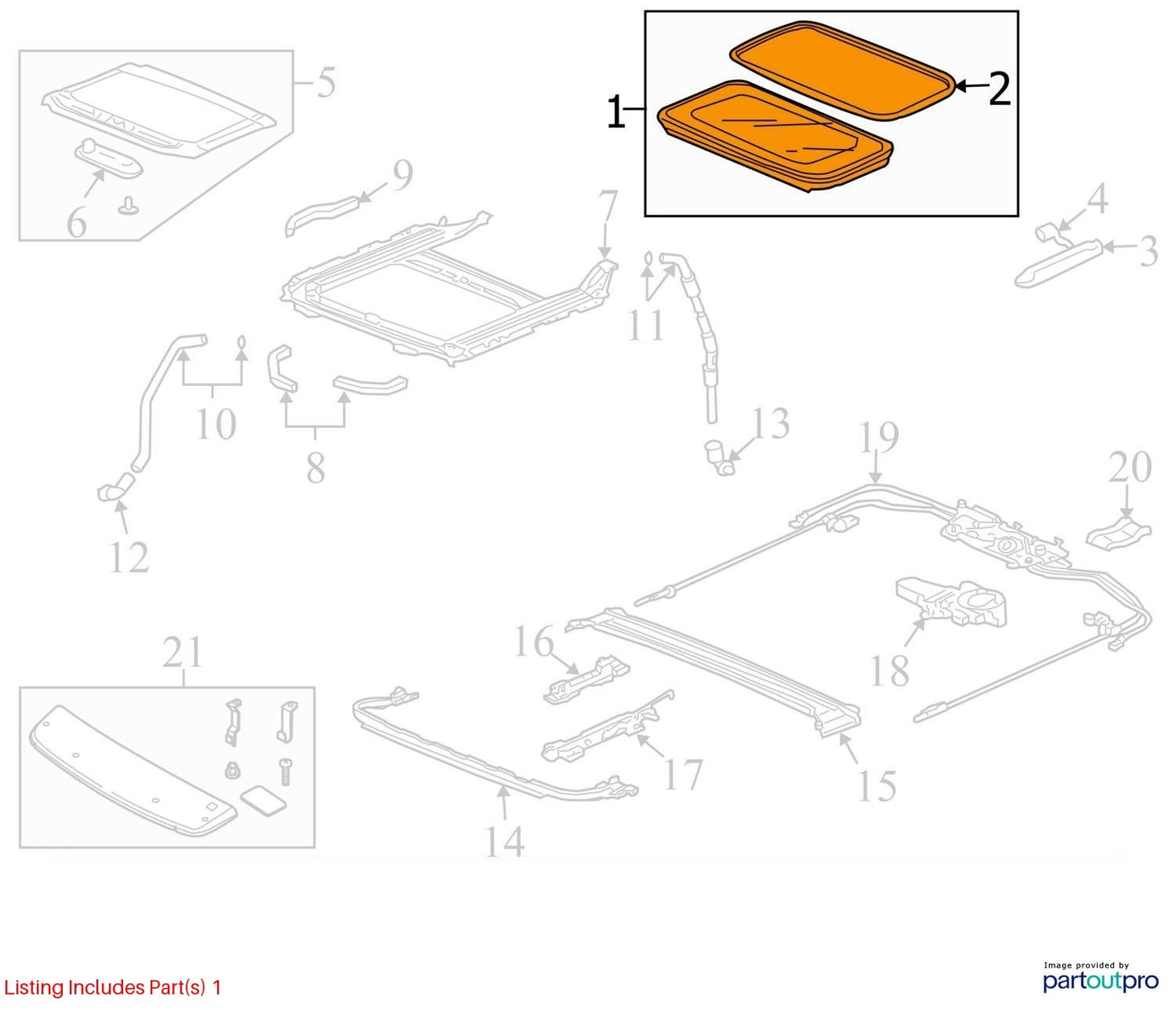 2008-2012 Honda Accord COUPE Sun Roof Sunroof Glass OEM 70200TE0A01