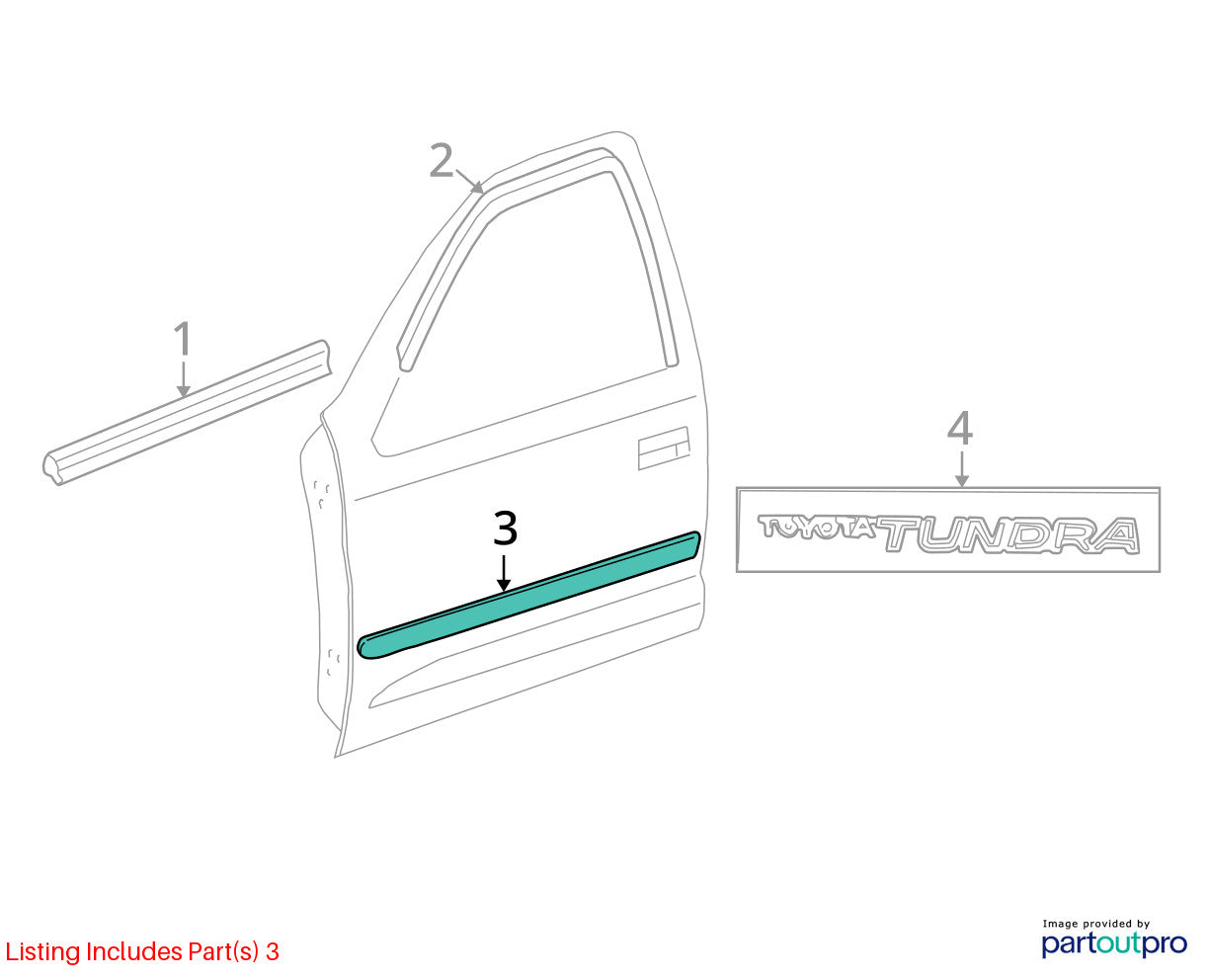 2001-2004 Toyota Sequoia Right Front Door Molding White OEM