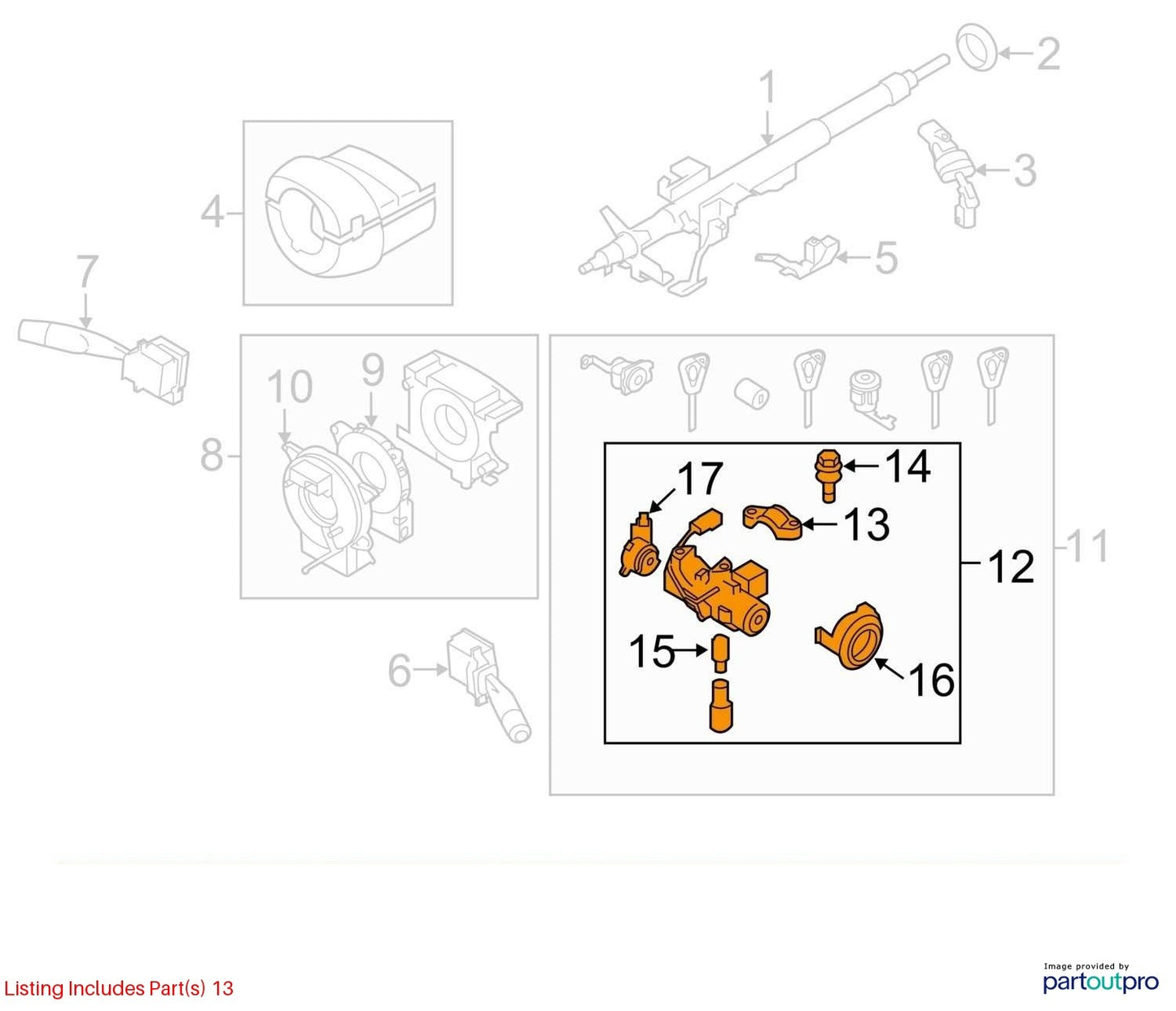 2008-2009 Subaru Outback Ignition Switch Immobilizer and Key Automatic Trans