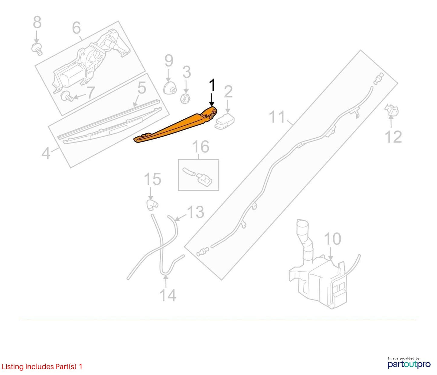 2008-2014 Subaru Outback Wagon Rear Windshield Wiper Arm Cover OEM