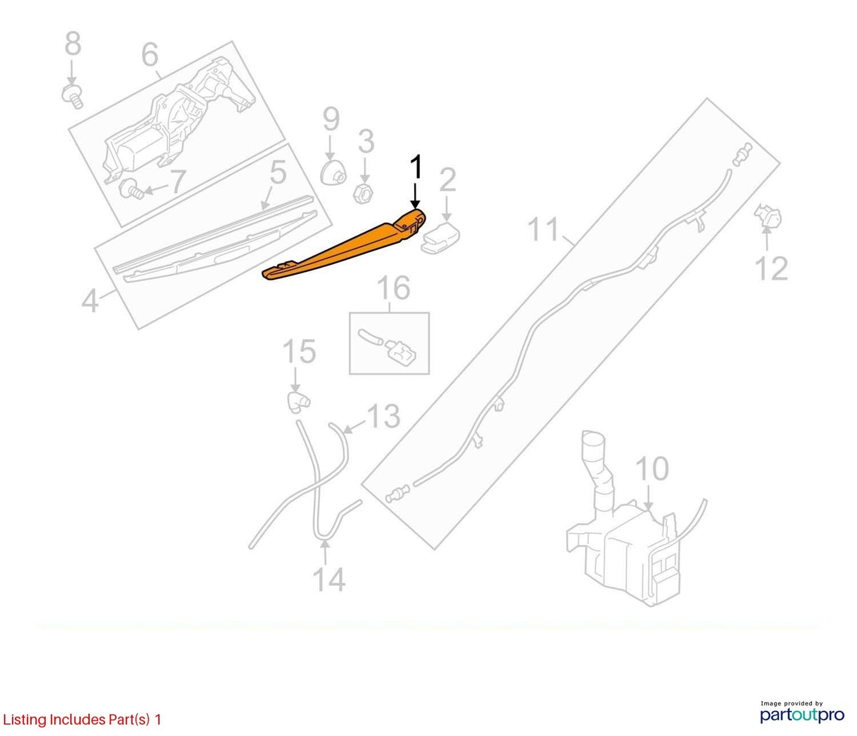 2008-2014 Subaru Outback Wagon Rear Windshield Wiper Arm Cover OEM 86532AG09D