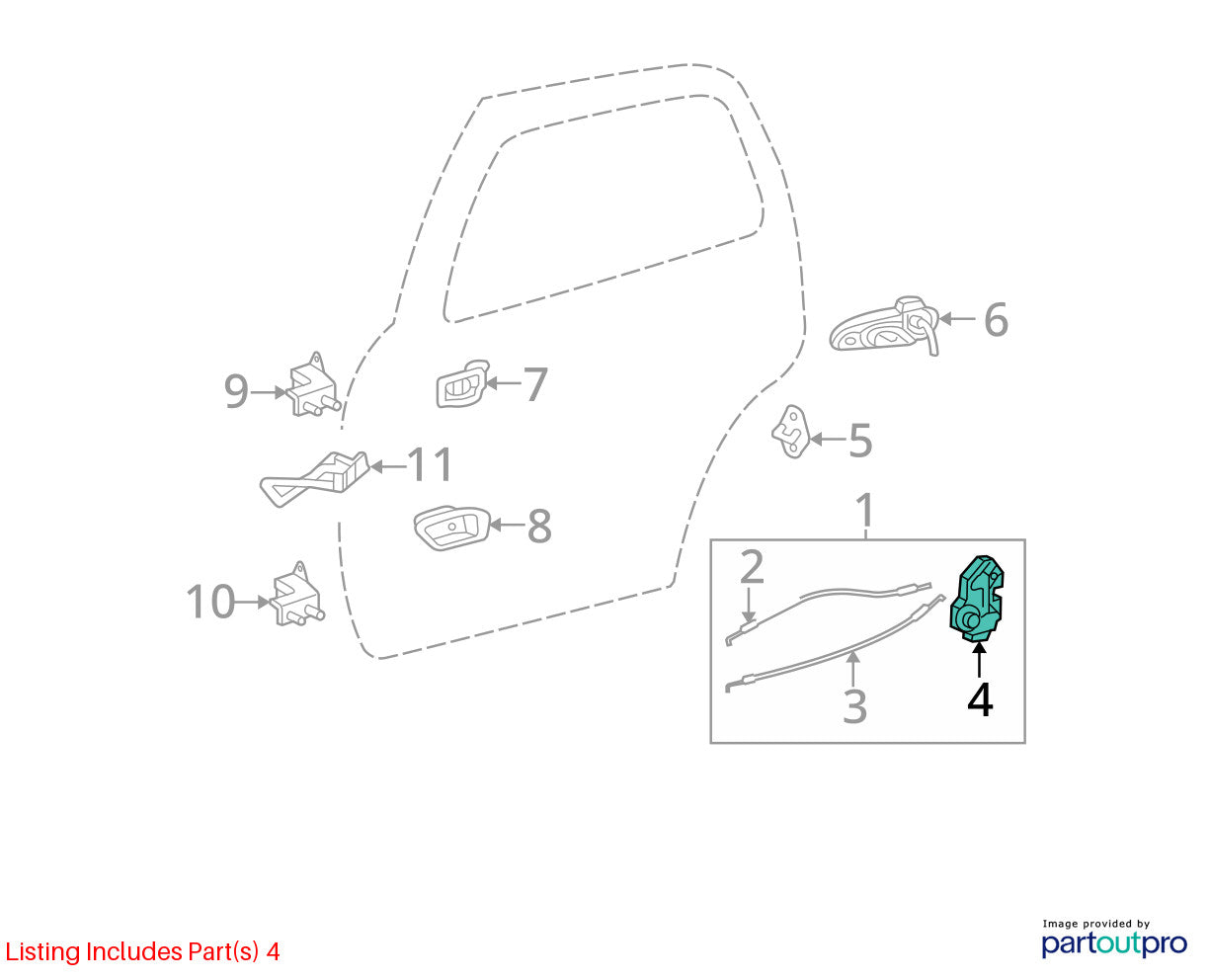 2004-2006 Toyota Tundra Crew Cab Right Rear Door Lock Actuator Latch OEM