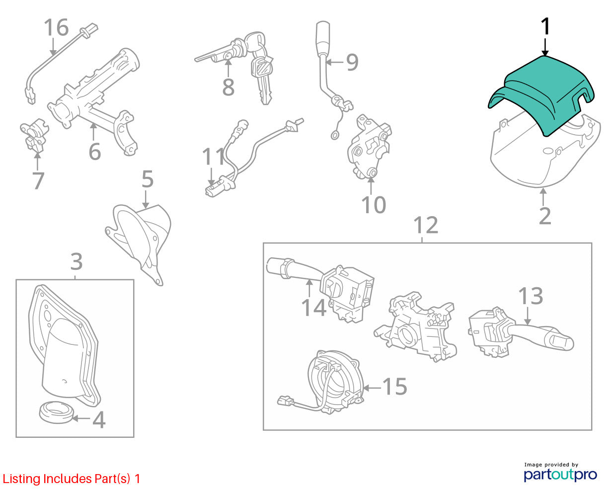 2000-2006 Toyota Tundra Steering Column Cover Shroud Gray
