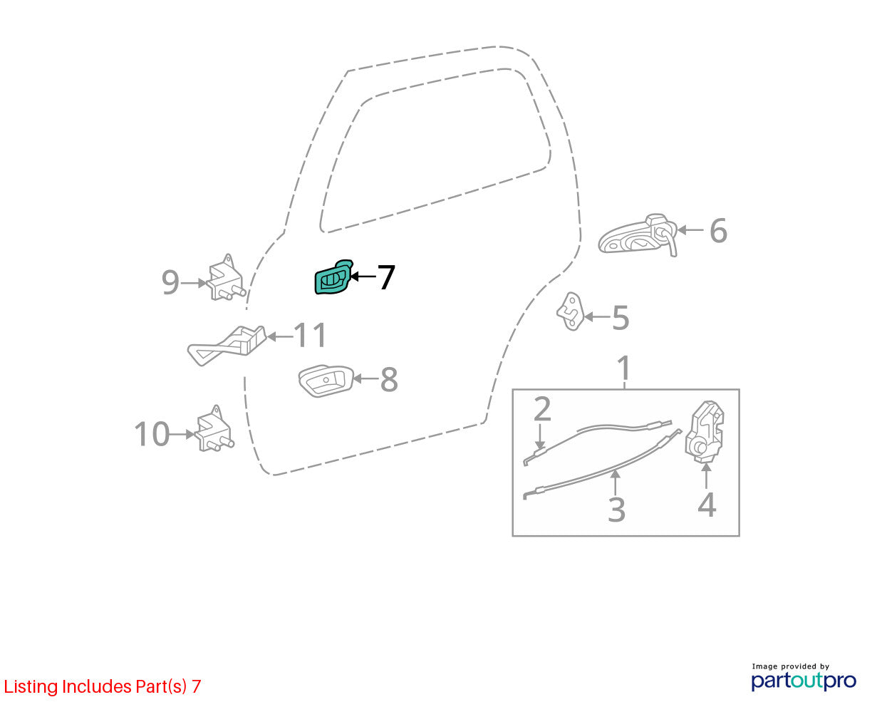 2004-2006 Toyota Tundra Right Front Interior Door Handle