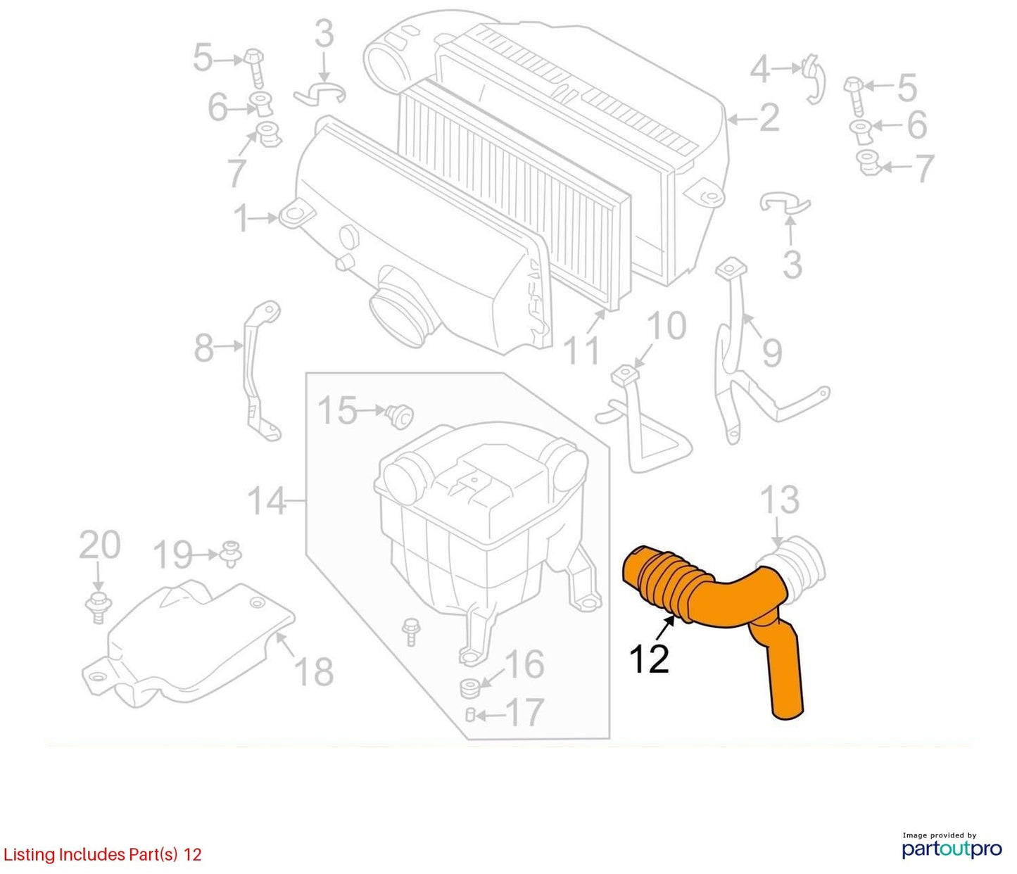 2003-2004 Subaru Forester Engine Air Intake Resonator & Hose OEM