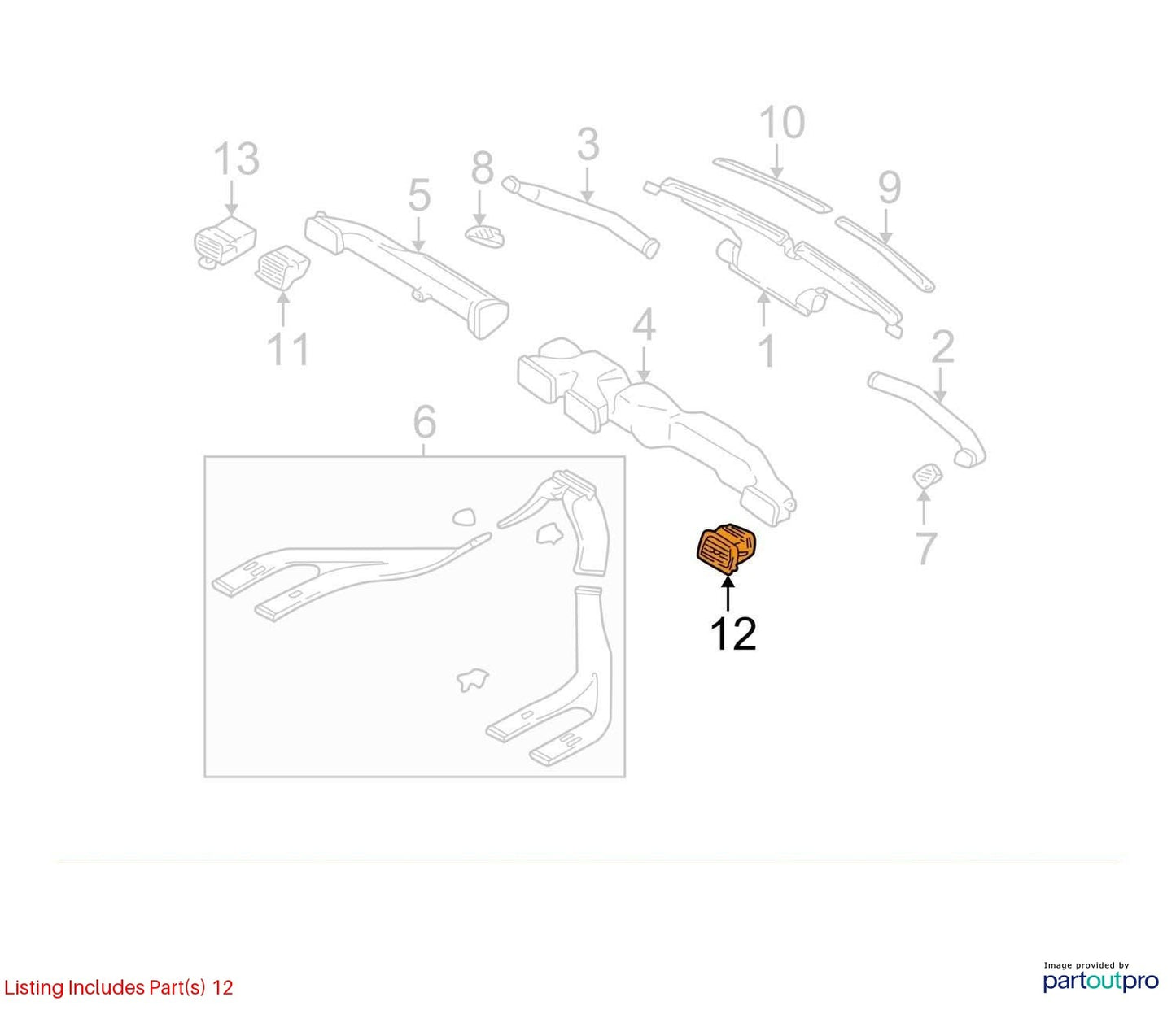 2000-2004 Subaru Outback Right Dash Vent HVAC AC Heater OEM