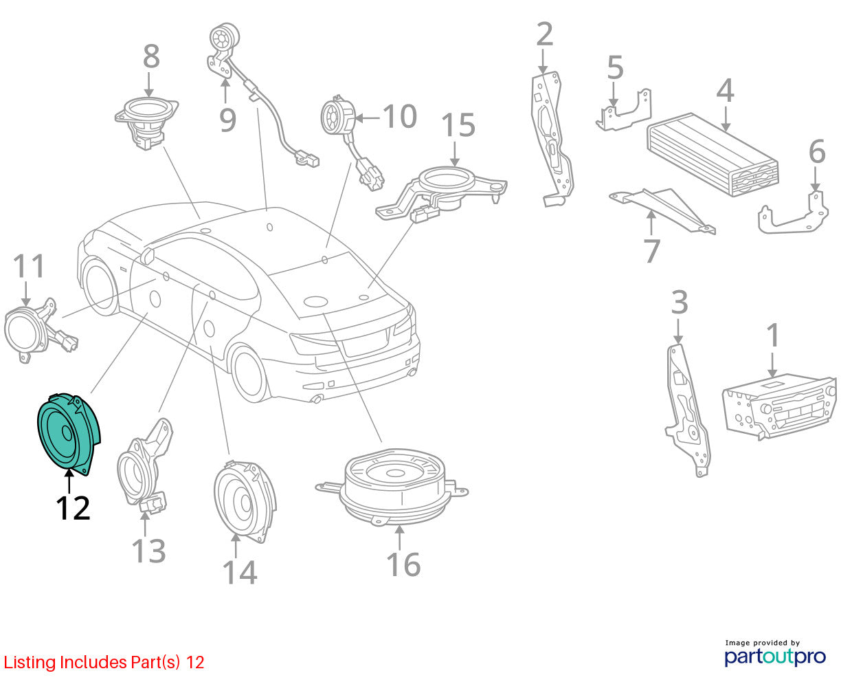 2006-2014 Lexus IS250 Door Speaker 86160-53210 Front or Rear, Left or Right OEM