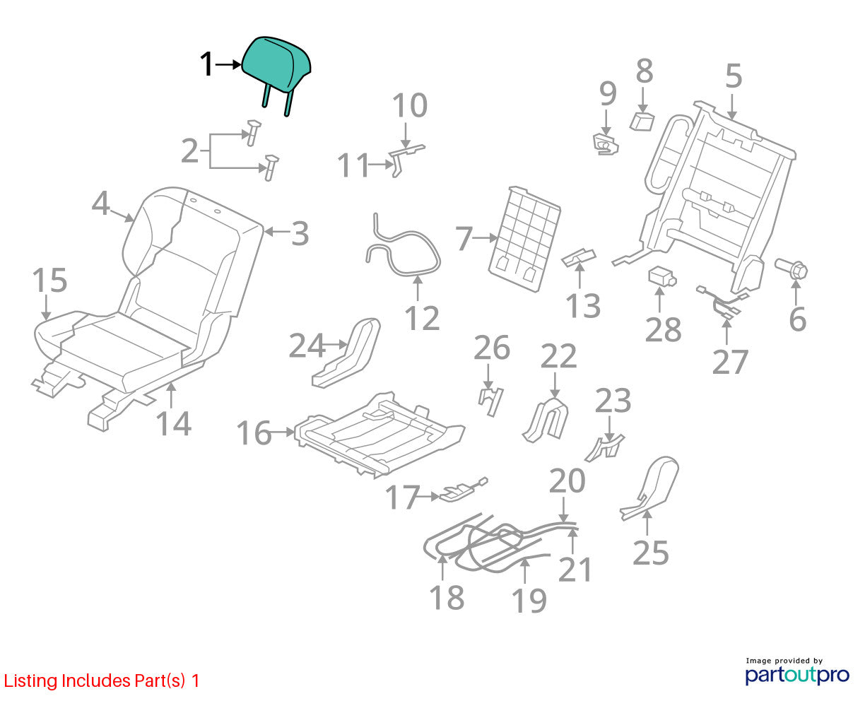 2007-2010 Mitsubishi Outlander Second Row Headrest Set Black Leather OEM