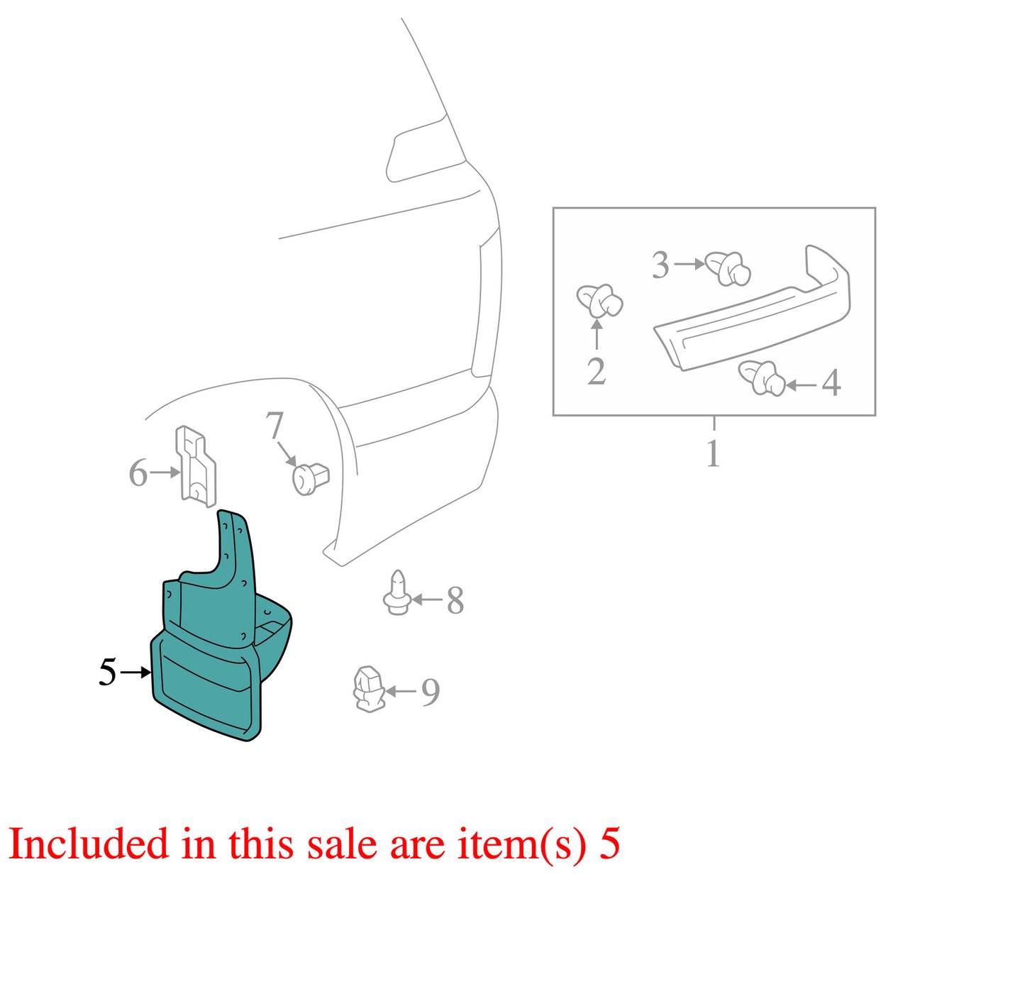 1998-2007 Lexus LX470 Right Rear Mud Flap OEM