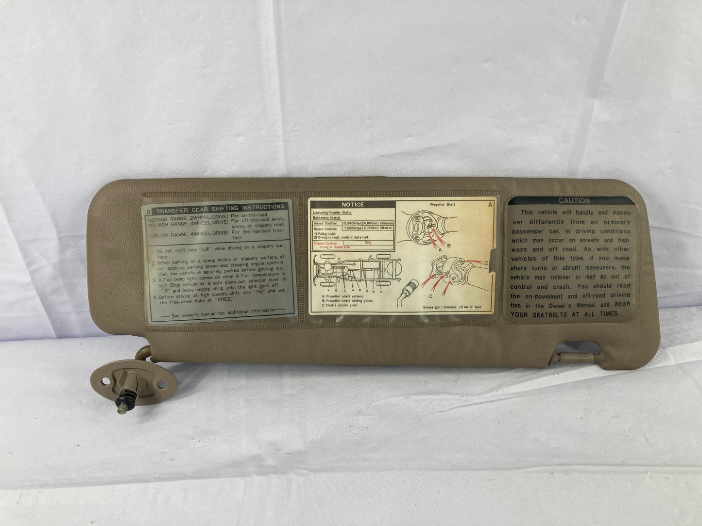1993-1995 Toyota 4Runner Sun Visor Left Driver Side Beige (with Sunroof) OEM