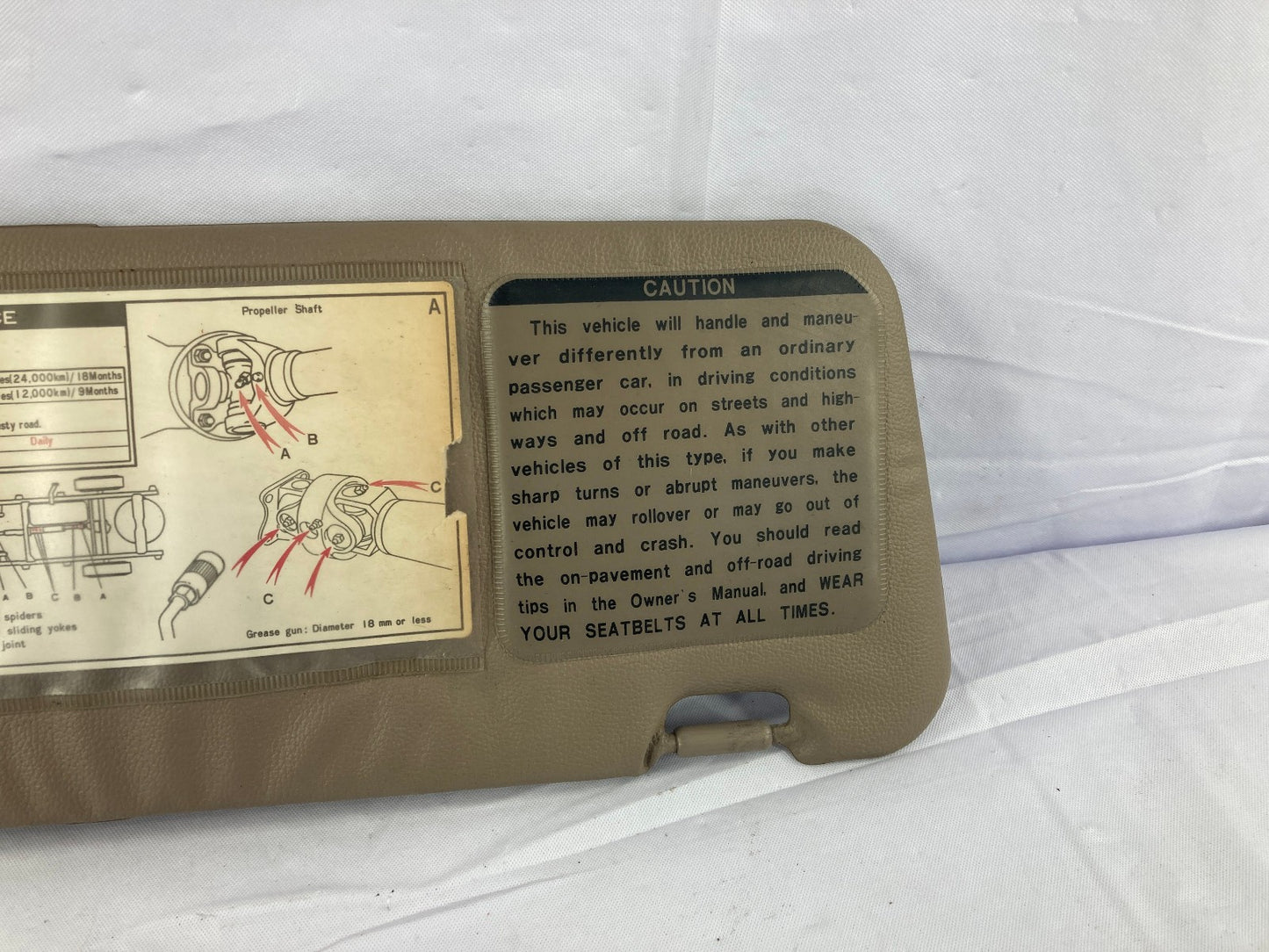 1993-1995 Toyota 4Runner Sun Visor Left Driver Side Beige (with Sunroof) OEM