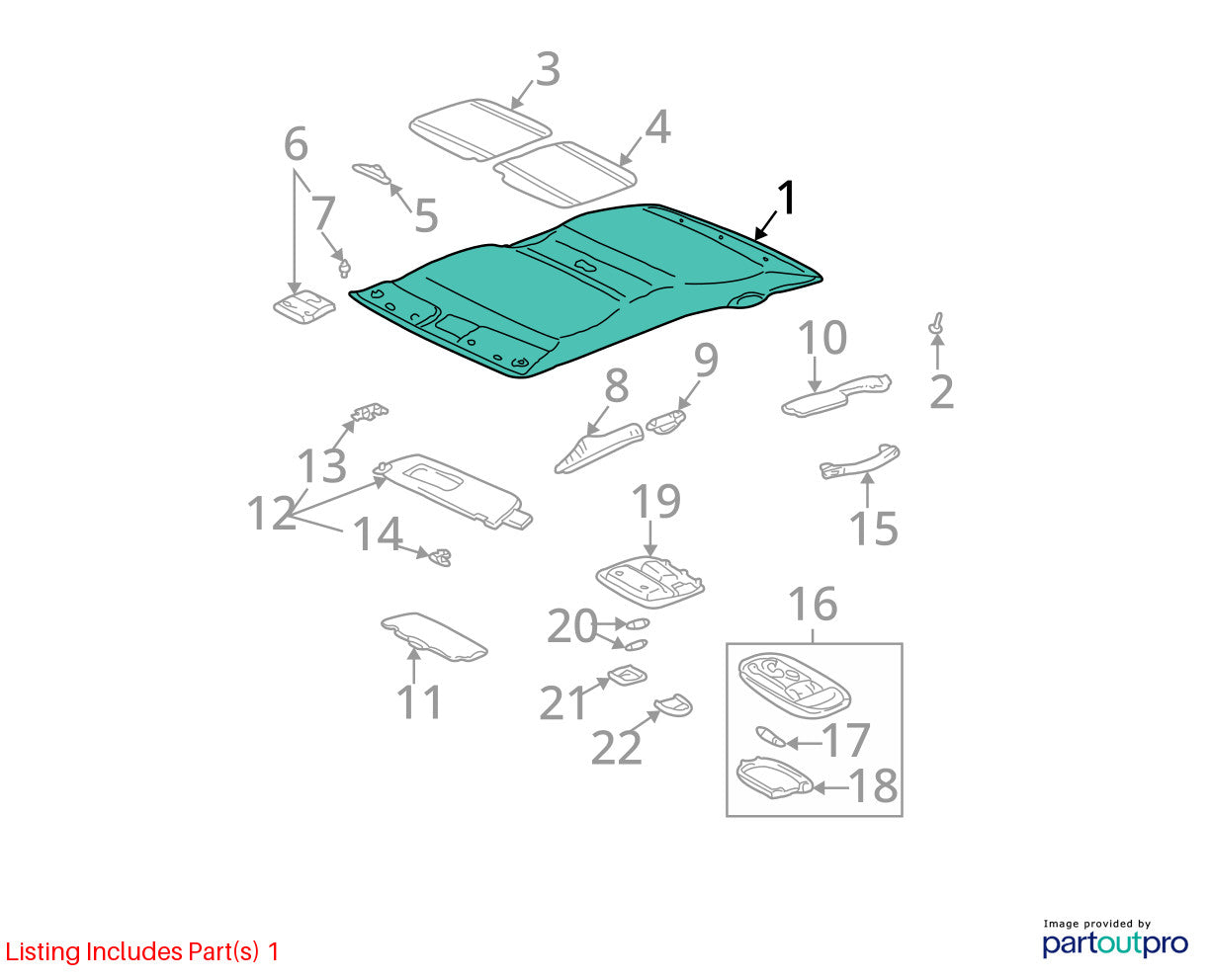 2000 Toyota Tundra Access Cab OEM Gray Cloth Headliner 63310-0C020-B1