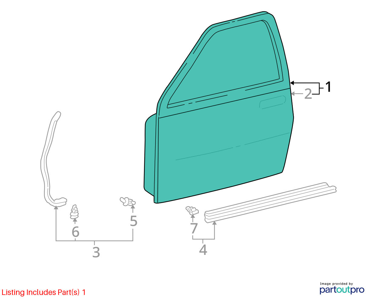2000-2006 Toyota Tundra Left Front Door Shell White Color Code 056 67002-0C030